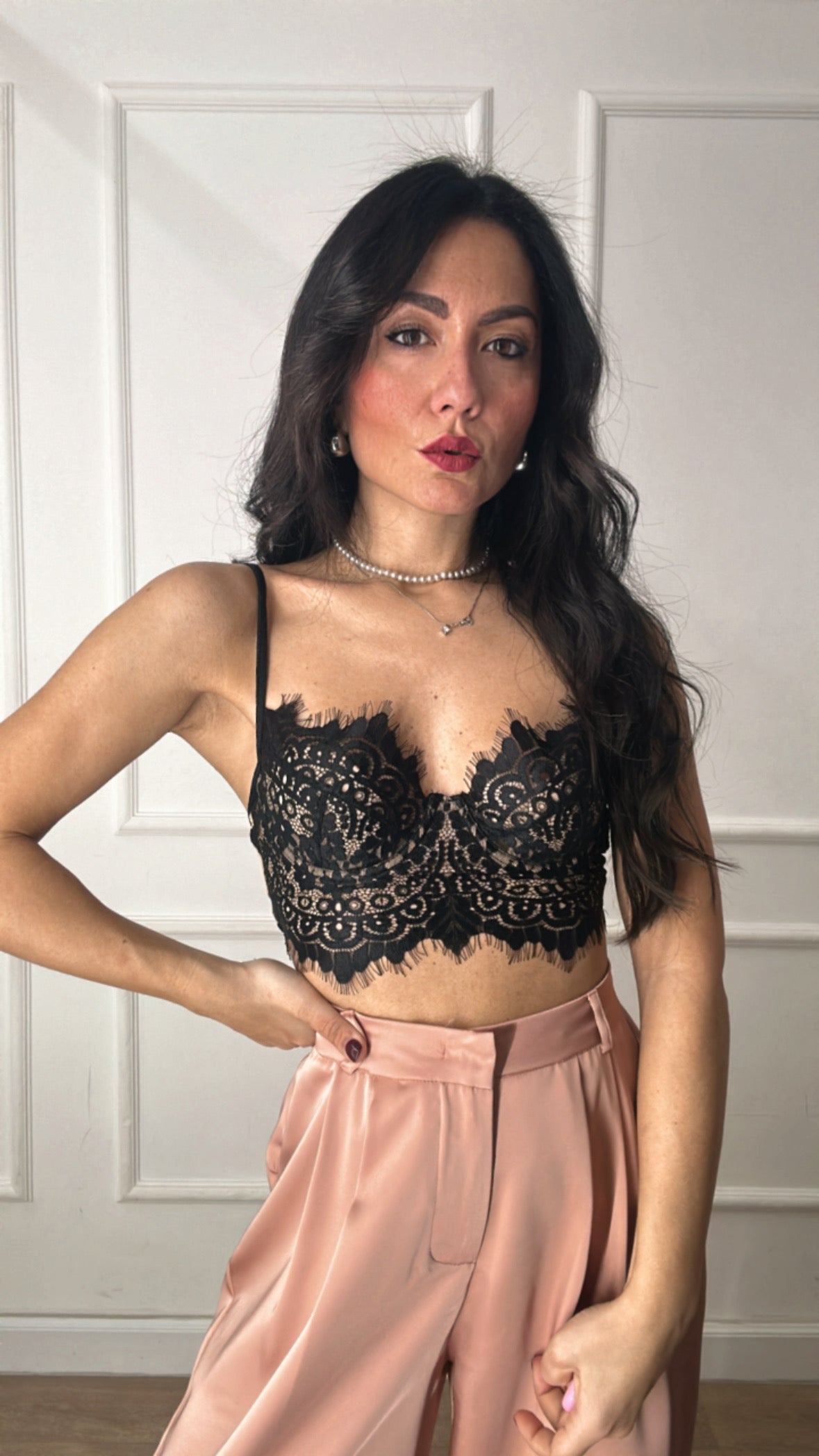 Bralette IN PIZZO - NERO