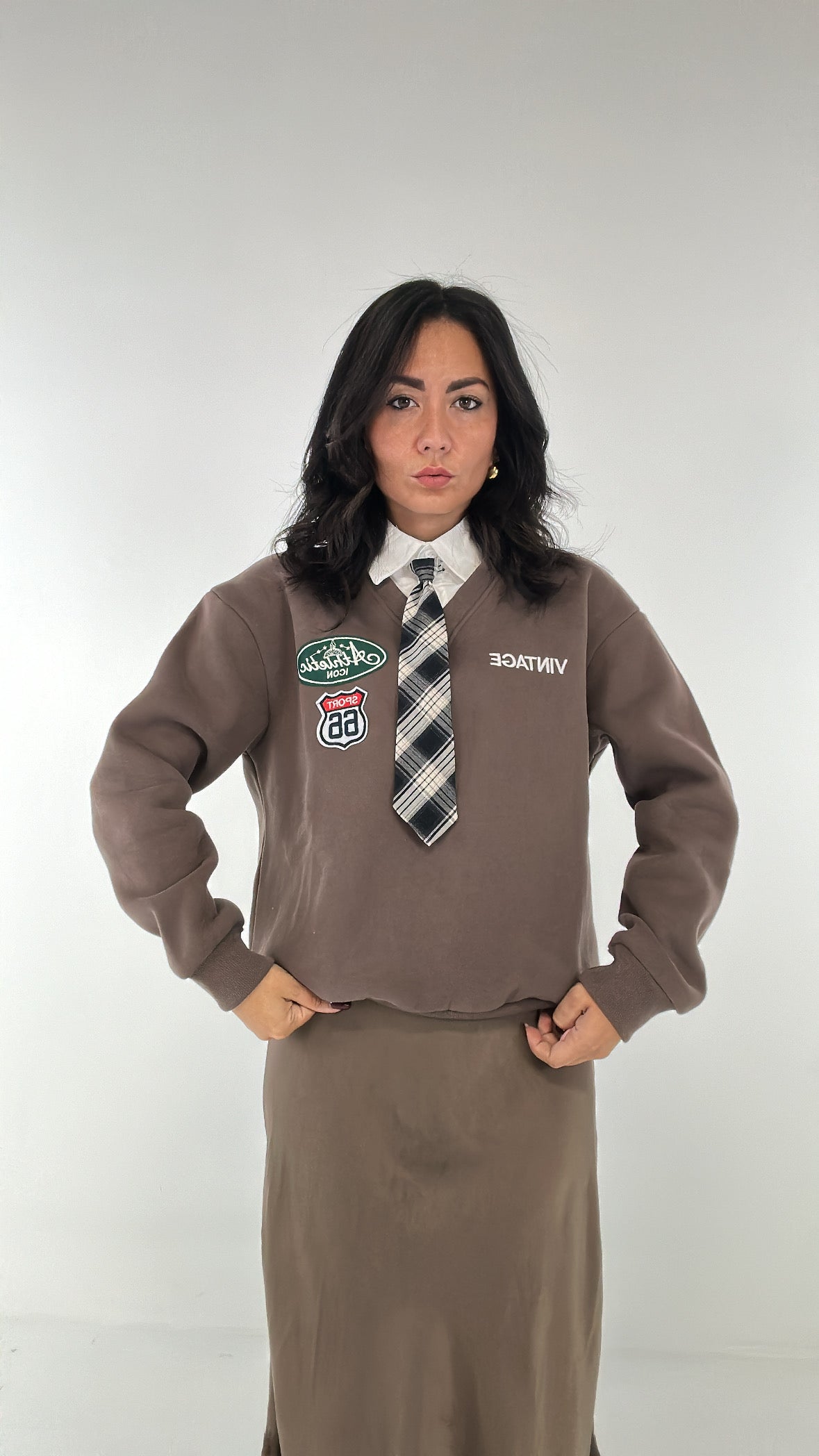 Felpa VINTAGE ICON - MARRONE