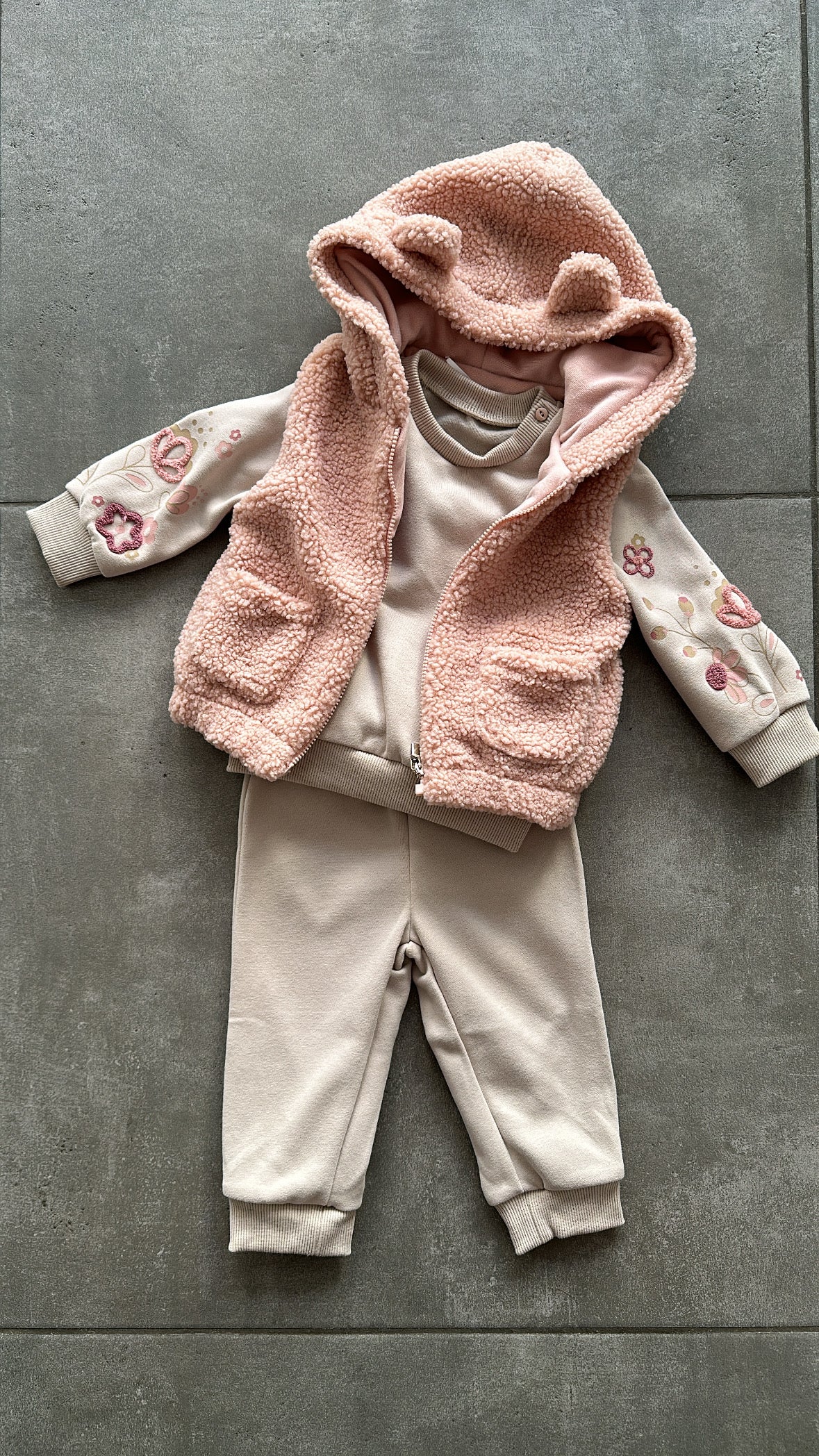 Completo CON GIUBBINO TEDDY 12-36M - ROSA