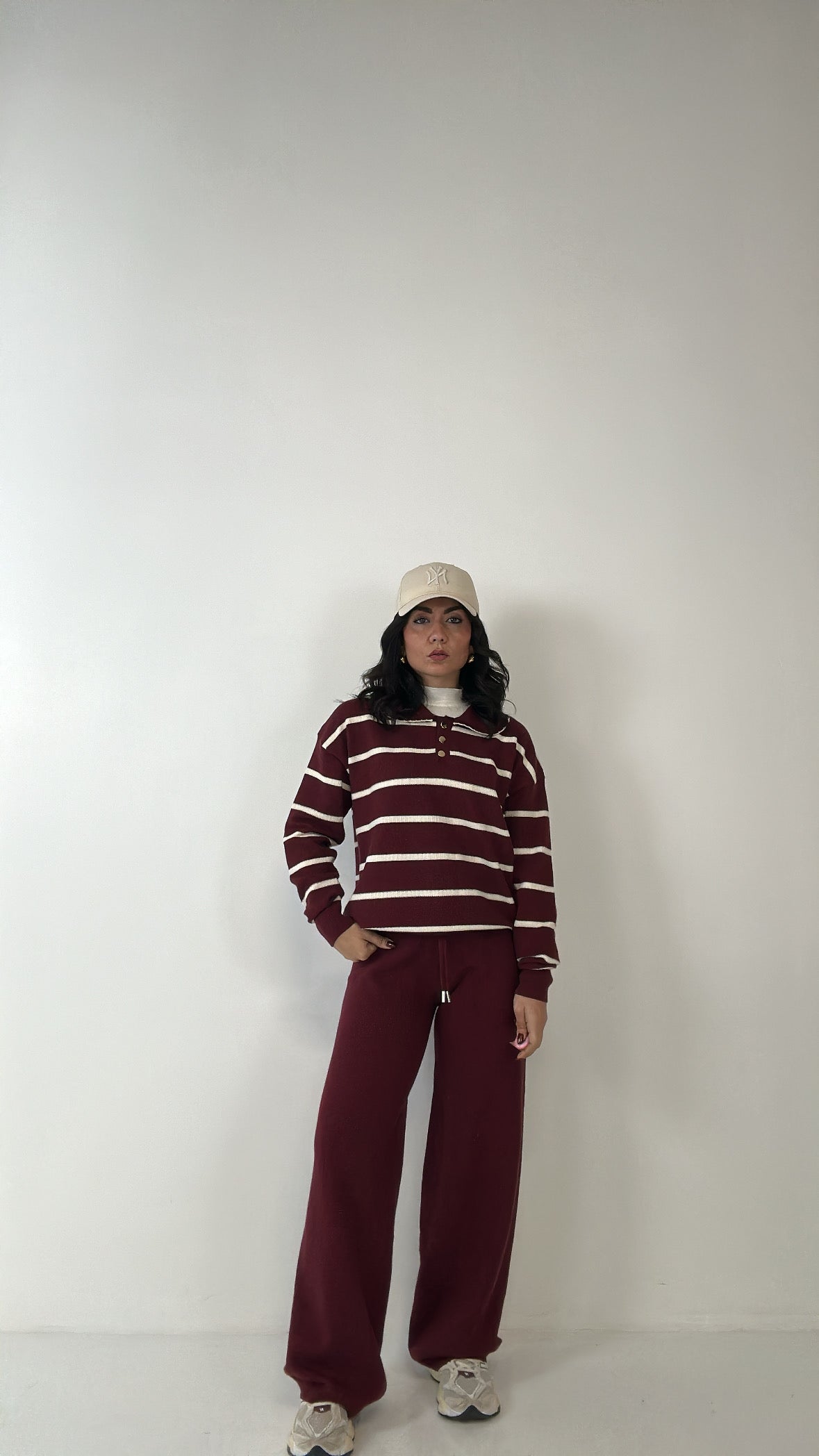Coordinato CON POLO A RIGHE - BORDEAUX