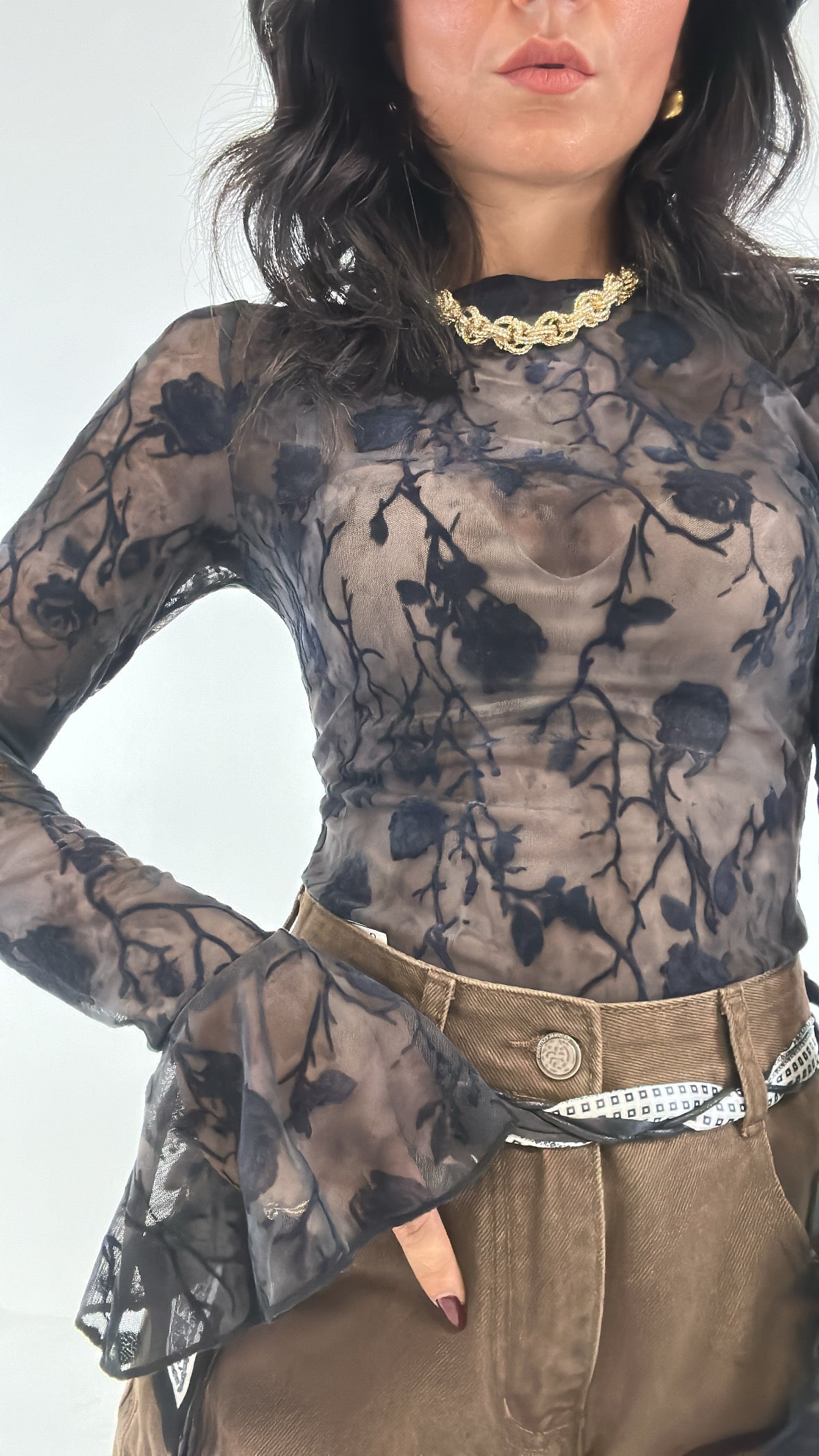Maglia DECORI PIZZO - NERO