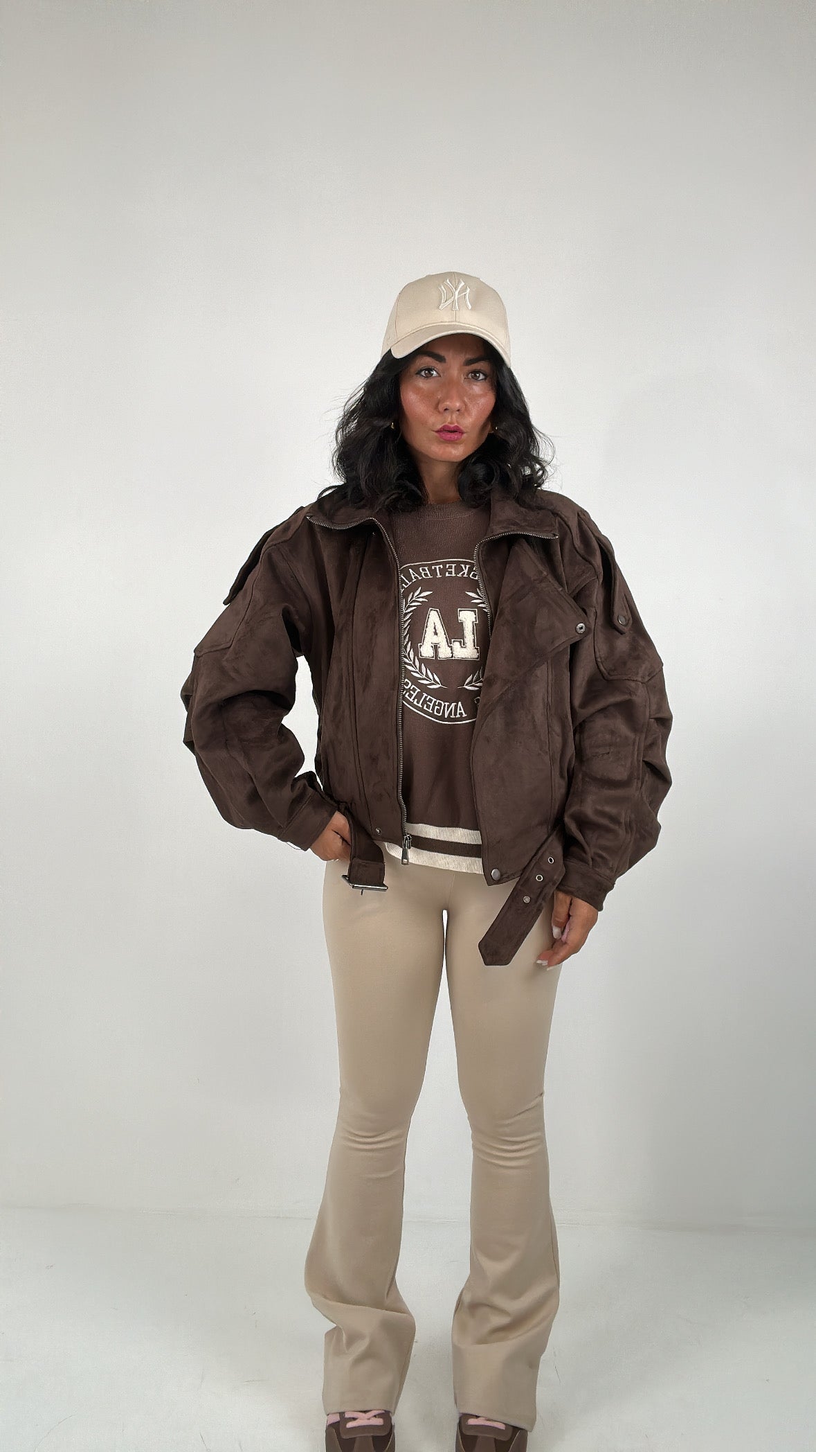 Chiodo BOMBER CAMOSCIO - MARRONE