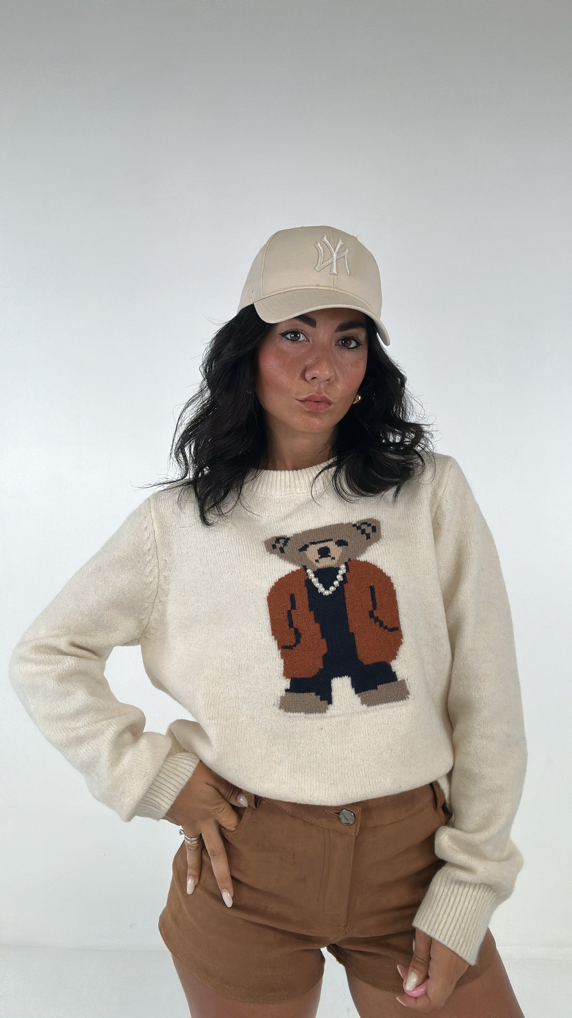 Pull ORSETTO COLLANA PERLE - PANNA