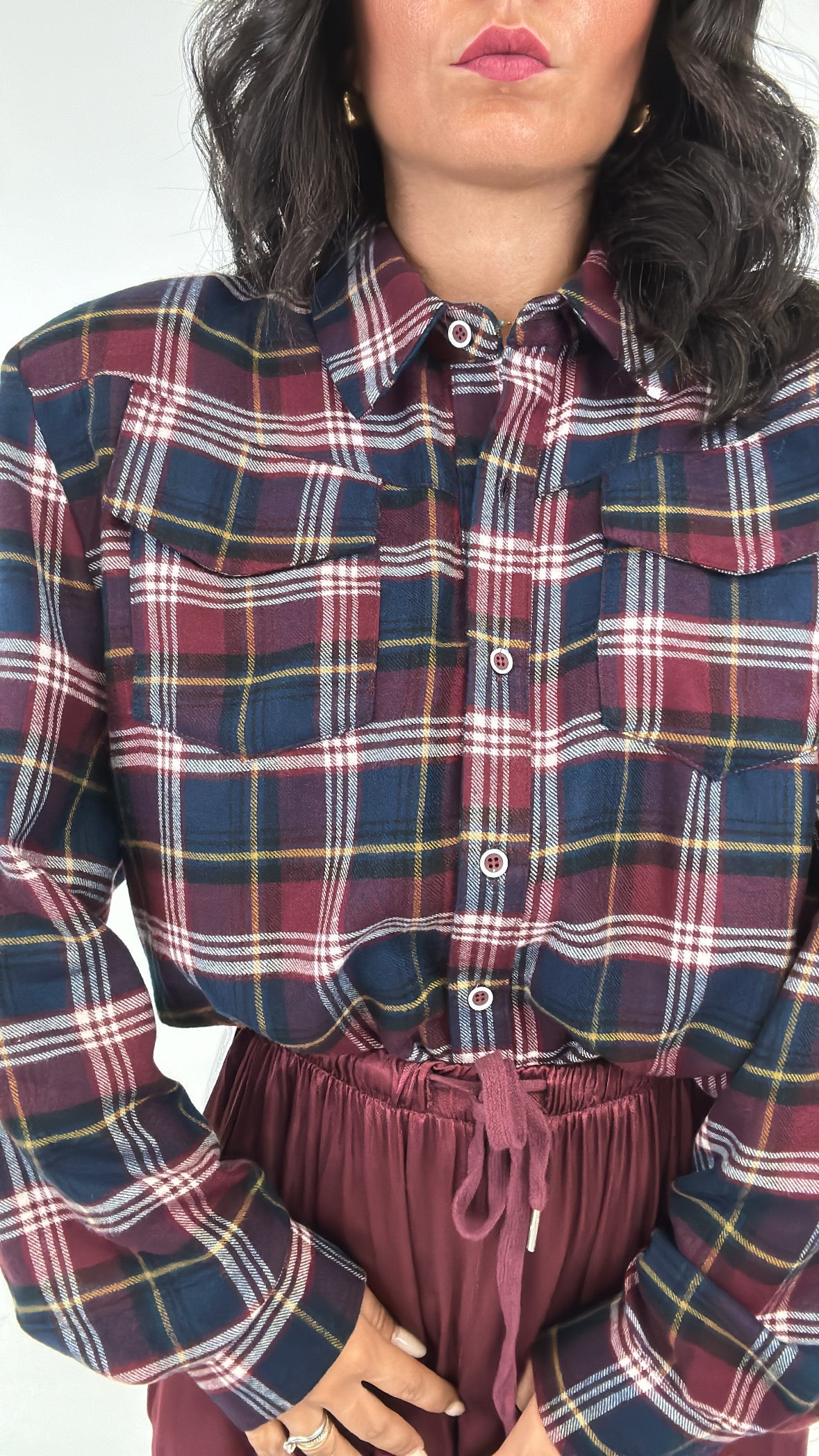 Camicia LUMINA SPALLINA QUADRI - BLU