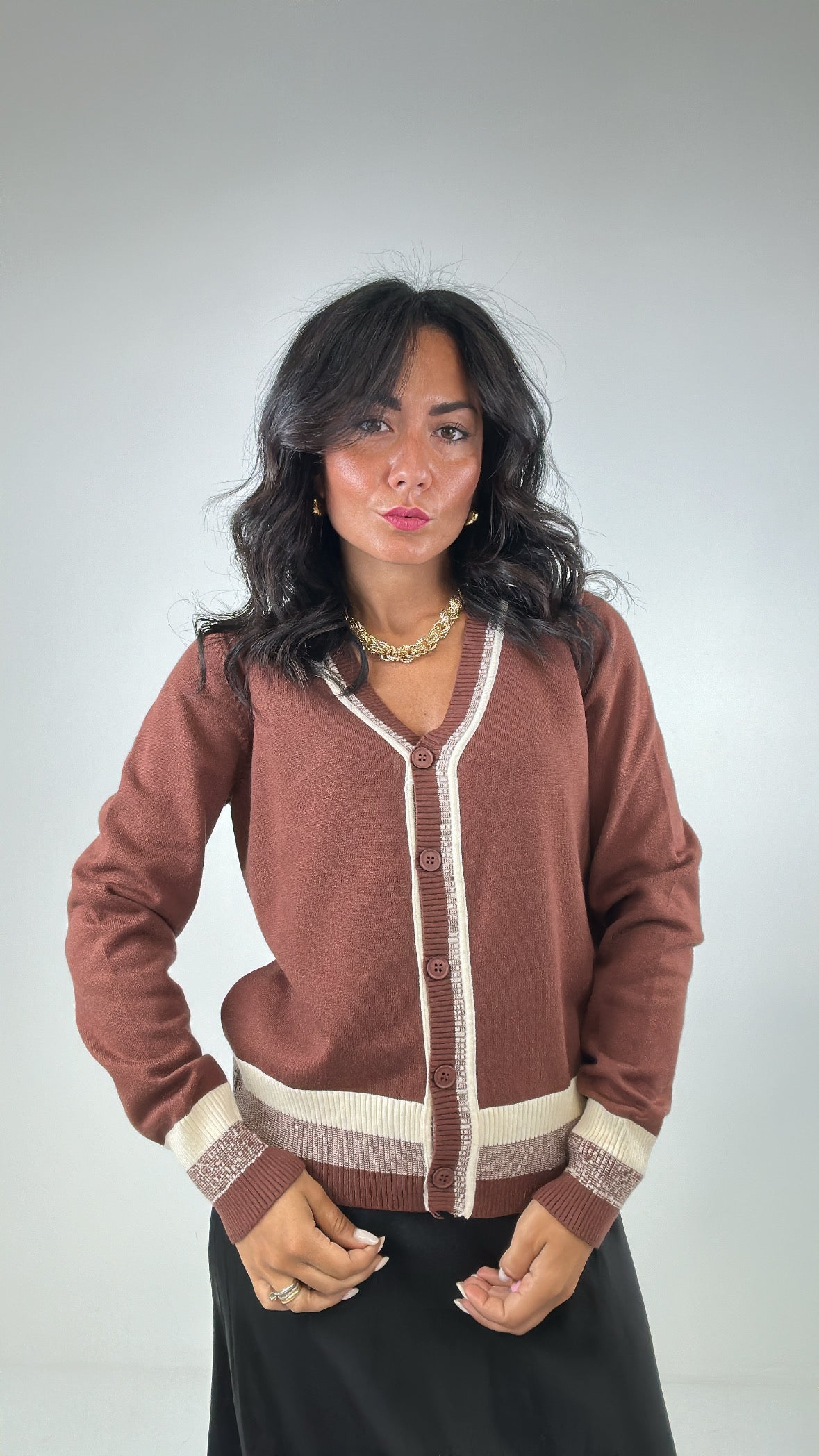 Cardigan RIGA SFUMATA - MARRONE