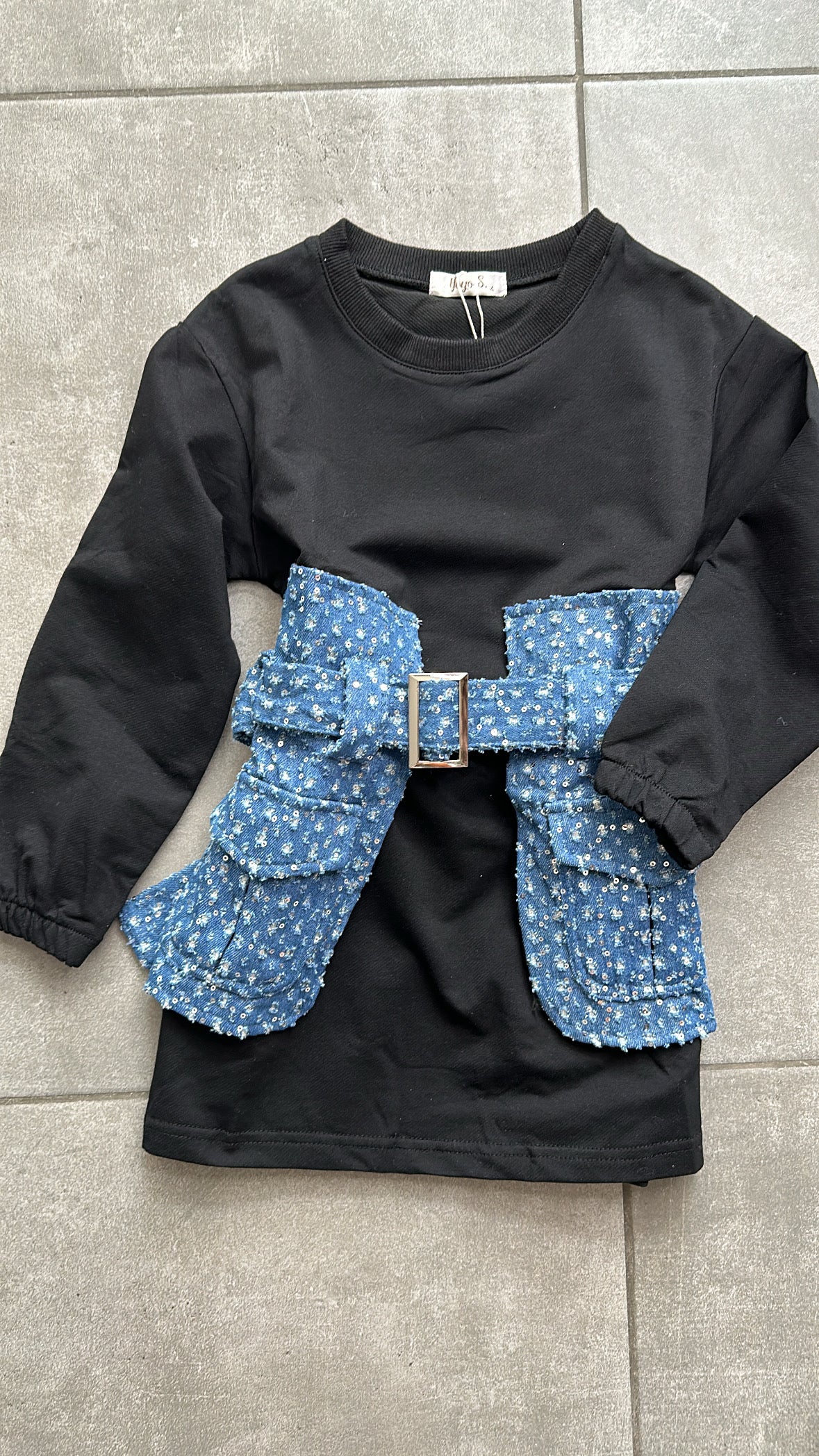 Vestitino CON PARTI IN JEANS 4-14A - NERO