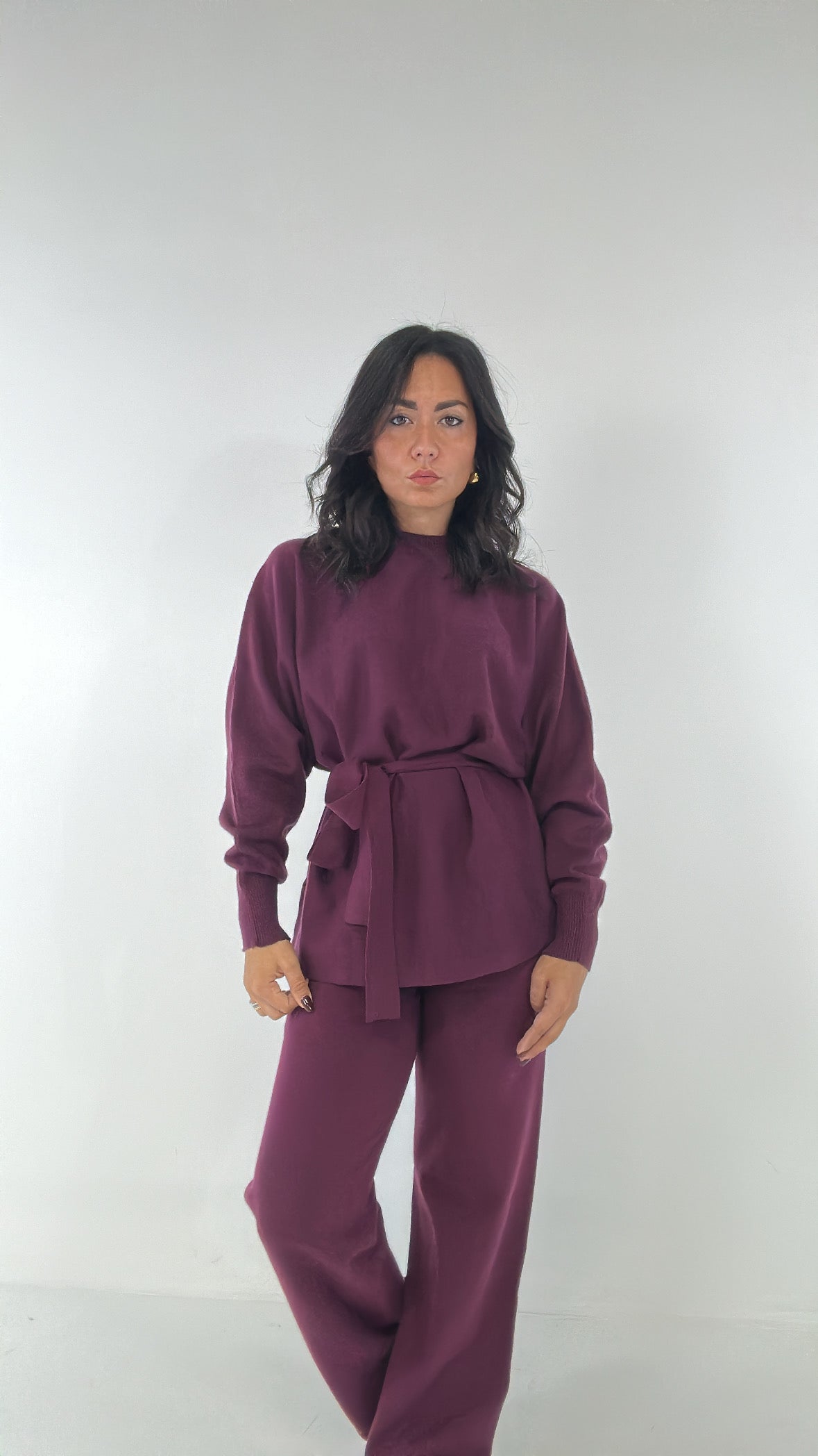 Coordinato IN MAGLIA CON CINT - BORDEAUX