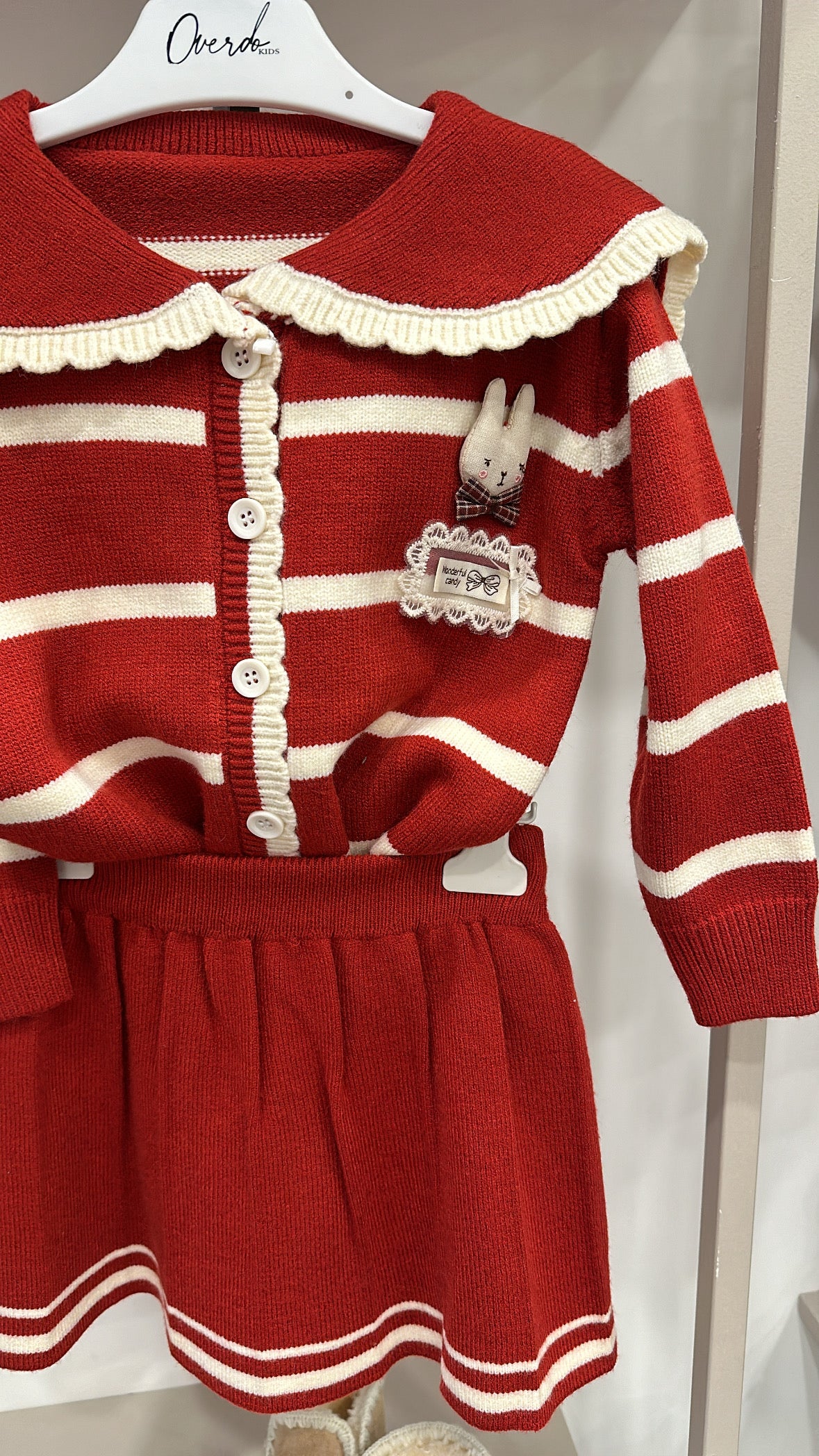 Coordinato RIGHE CON GONNA - ROSSO