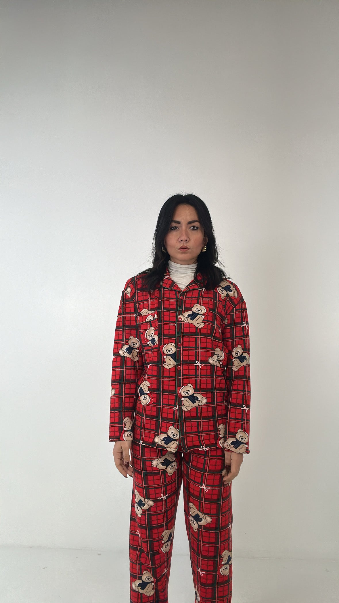 Pigiama UOMO-DONNA SCOZZESE CON ORSETTO - ROSSO