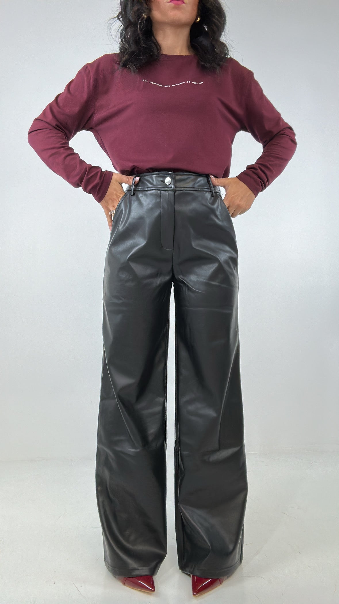 Pantalone PALAZZO ECOPELLE NEW - NERO