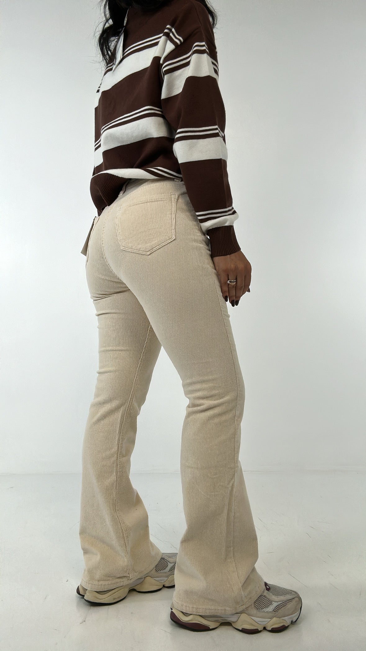 Pantalone ZAMPA IN VELLUTO - PANNA