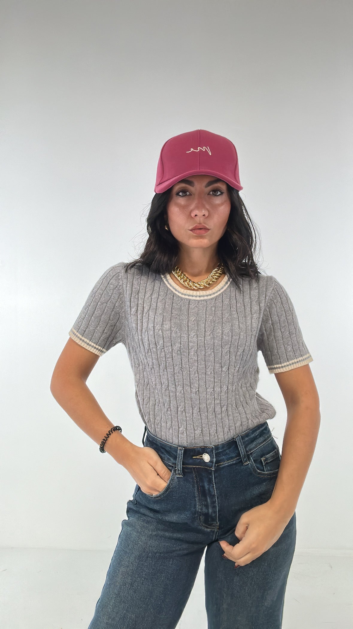 Maglia TRECCE E PROFILO - GRIGIO
