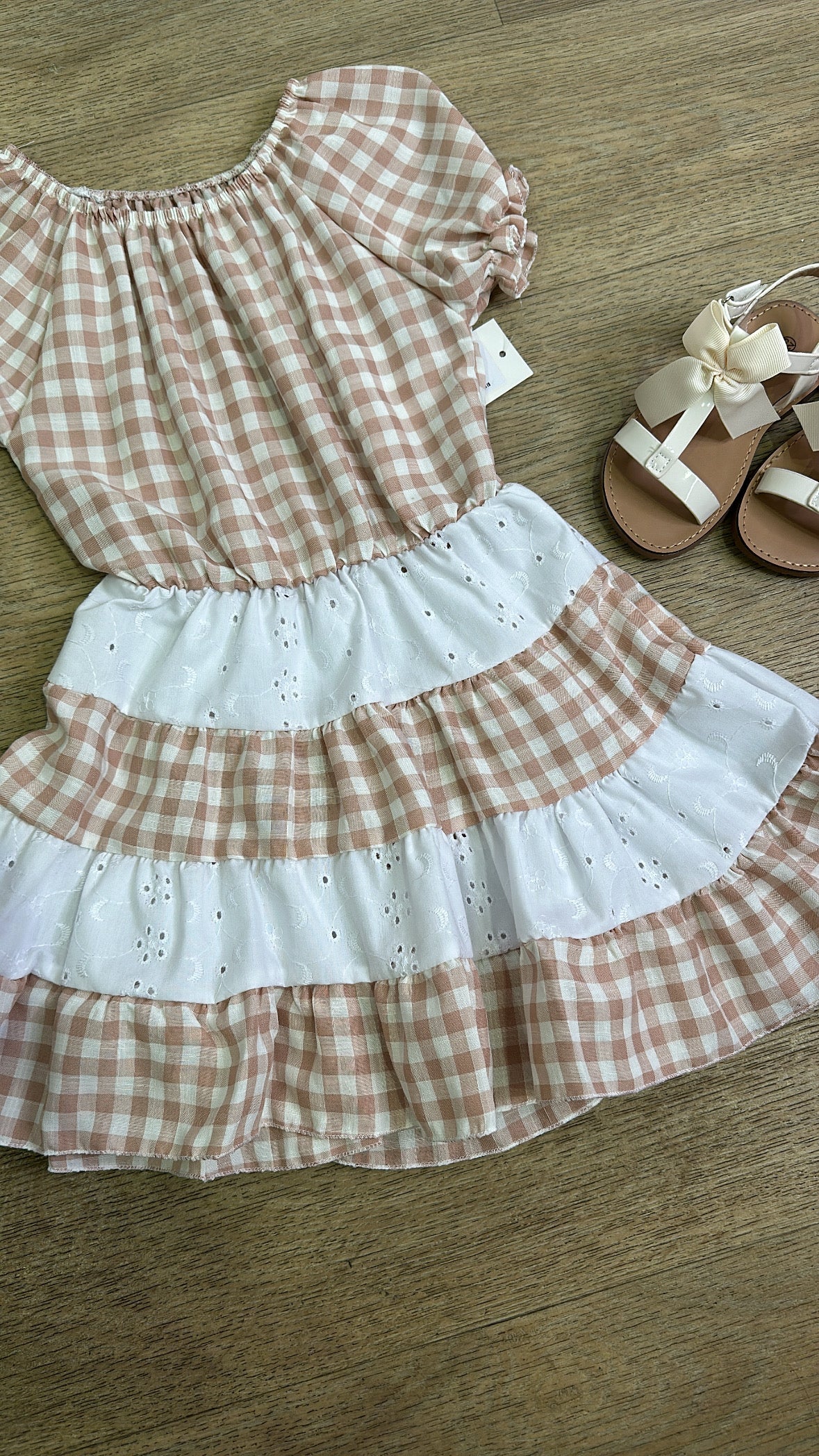 Vestitino QUADRETTI 4-14A - BEIGE