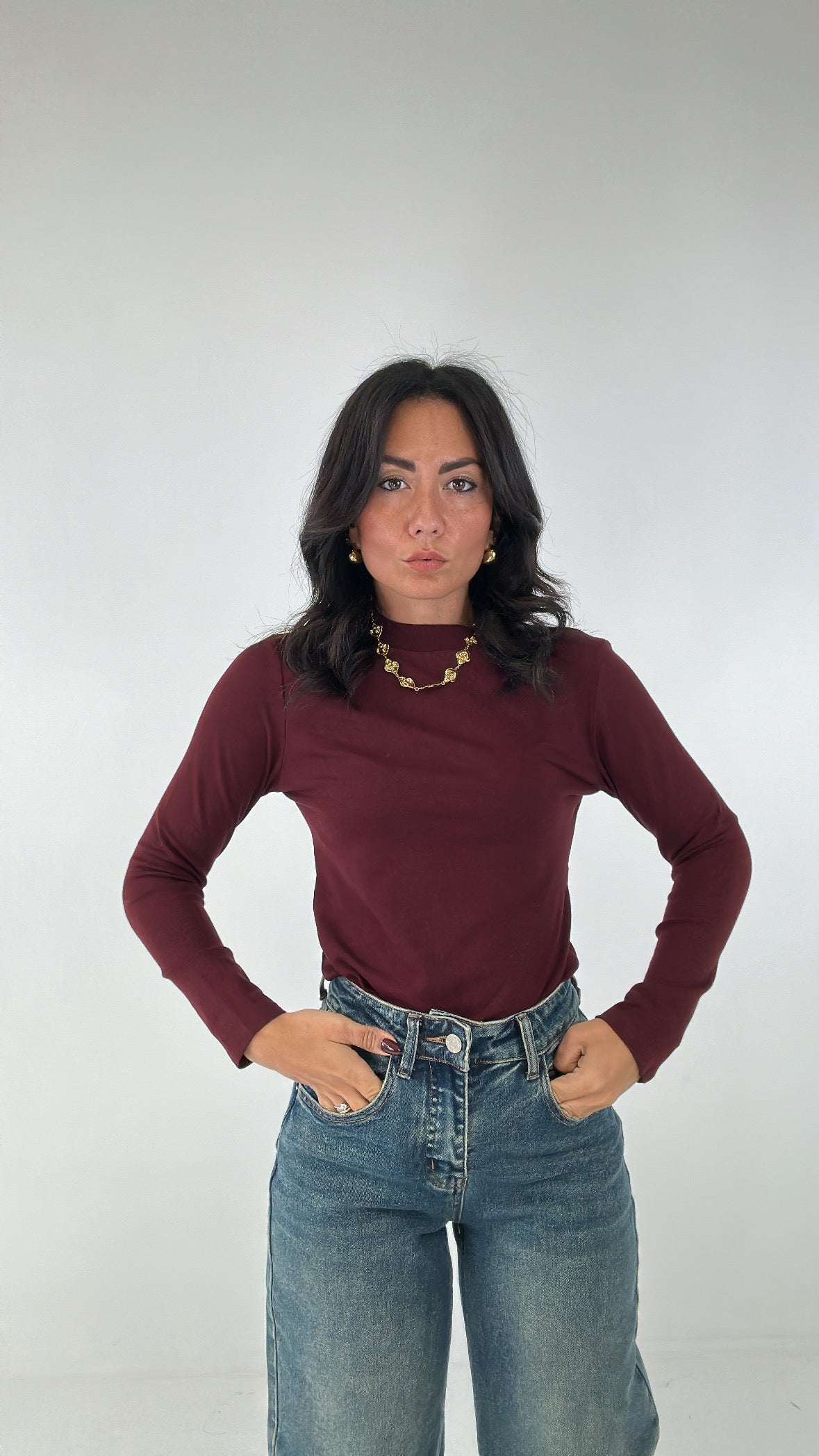 Maglia BASIC MANICA LUNGA - BORDEAUX