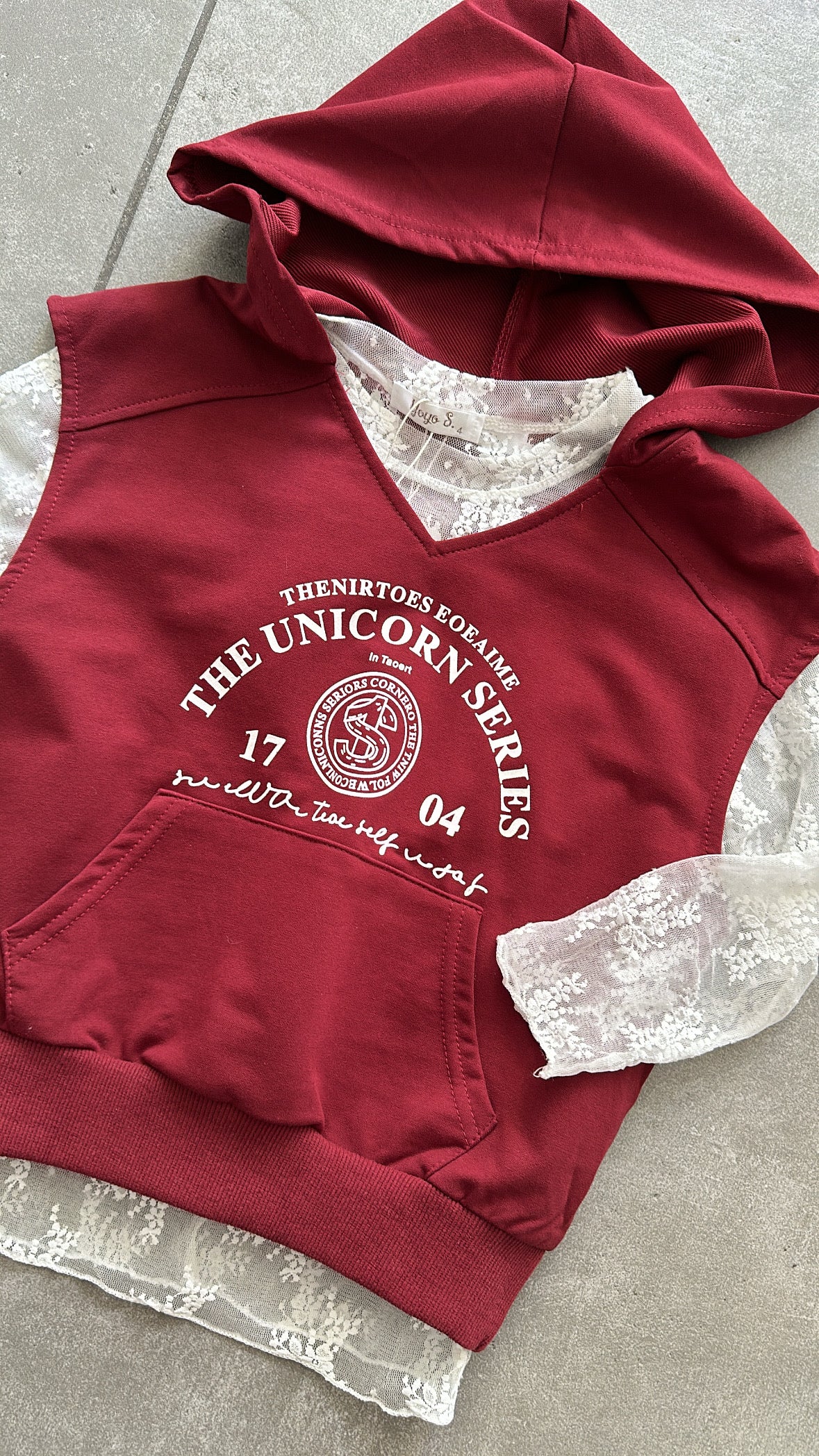 Gilet FELPA CON MAGLIA PIZZO 4-14A - BORDEAUX