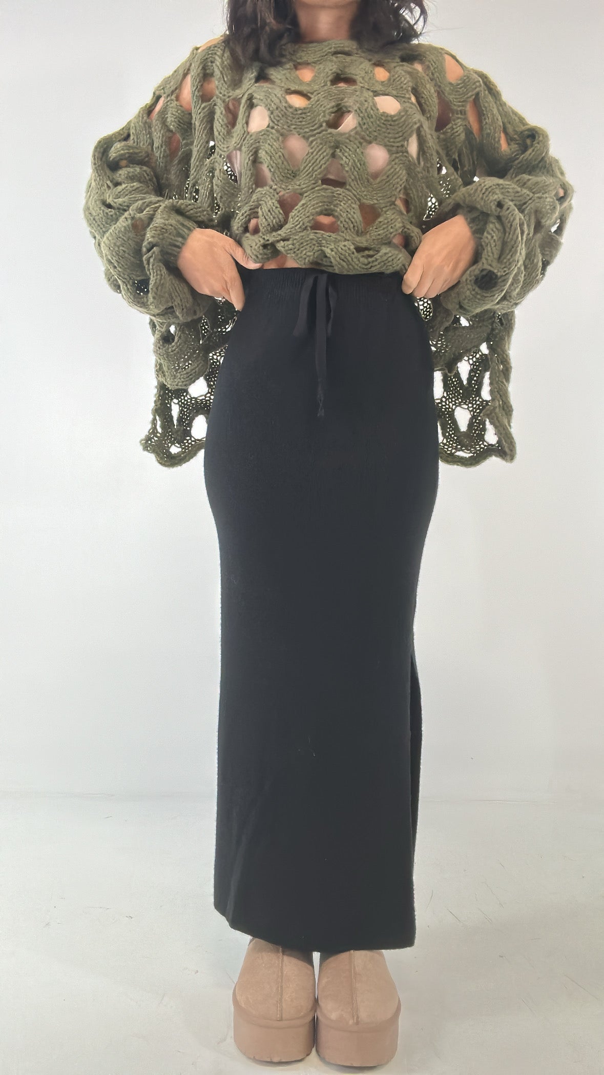 Gonna LUNGA IN MAGLIA - NERO