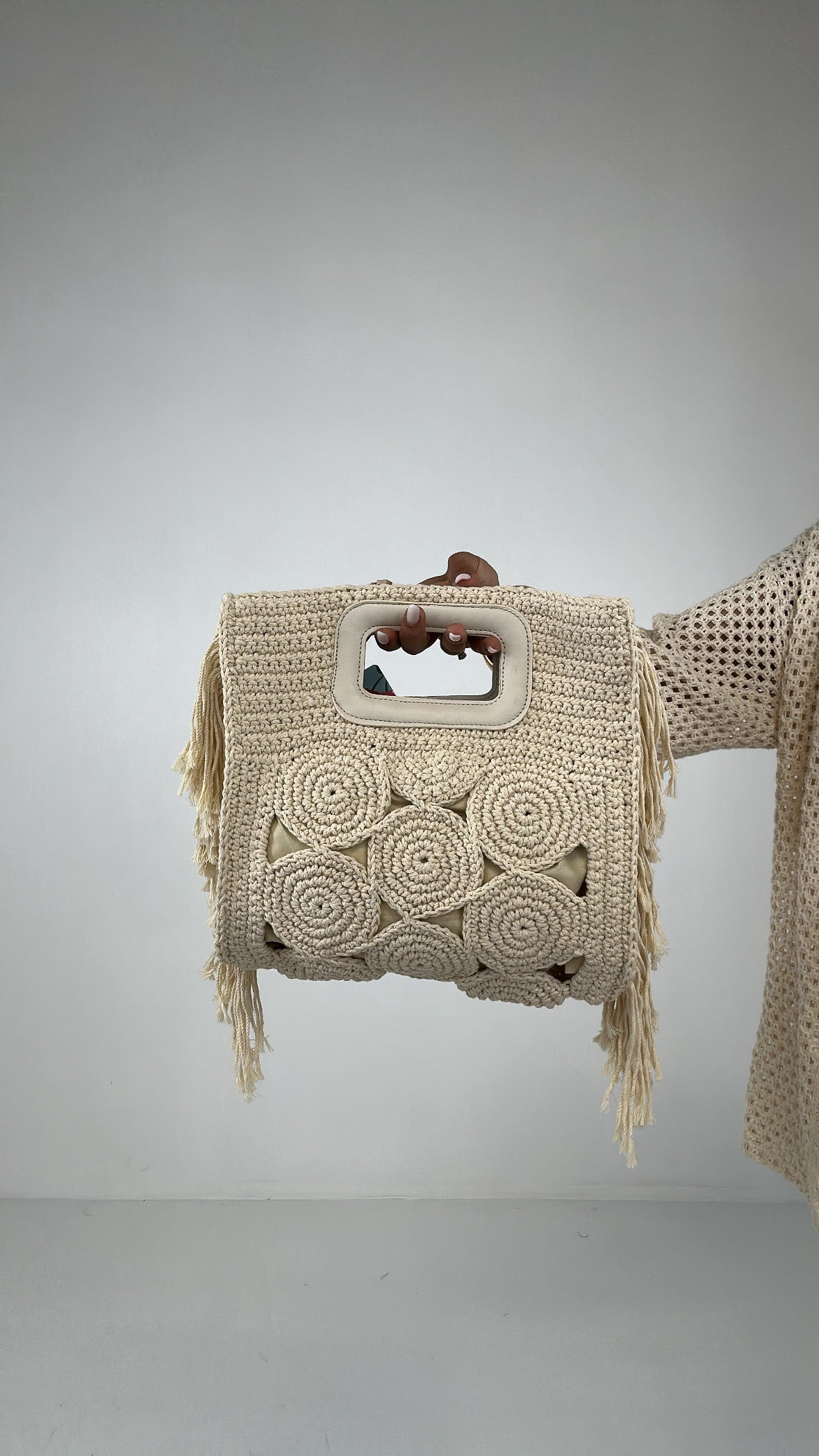 Borsa FRANGE INTRECCIATA - PANNA