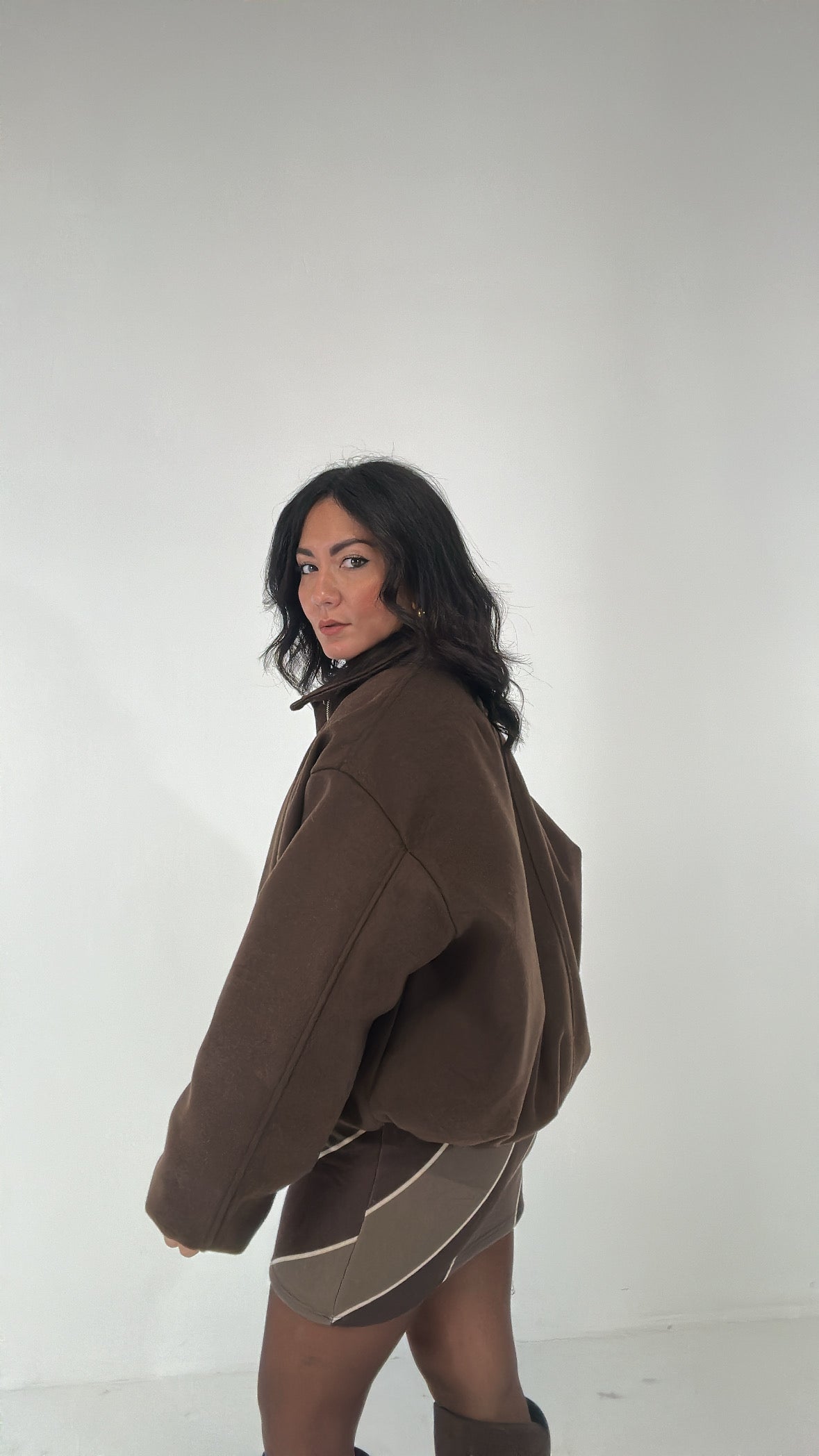 Bomber IN PANNO TRAPUNTATO - MARRONE