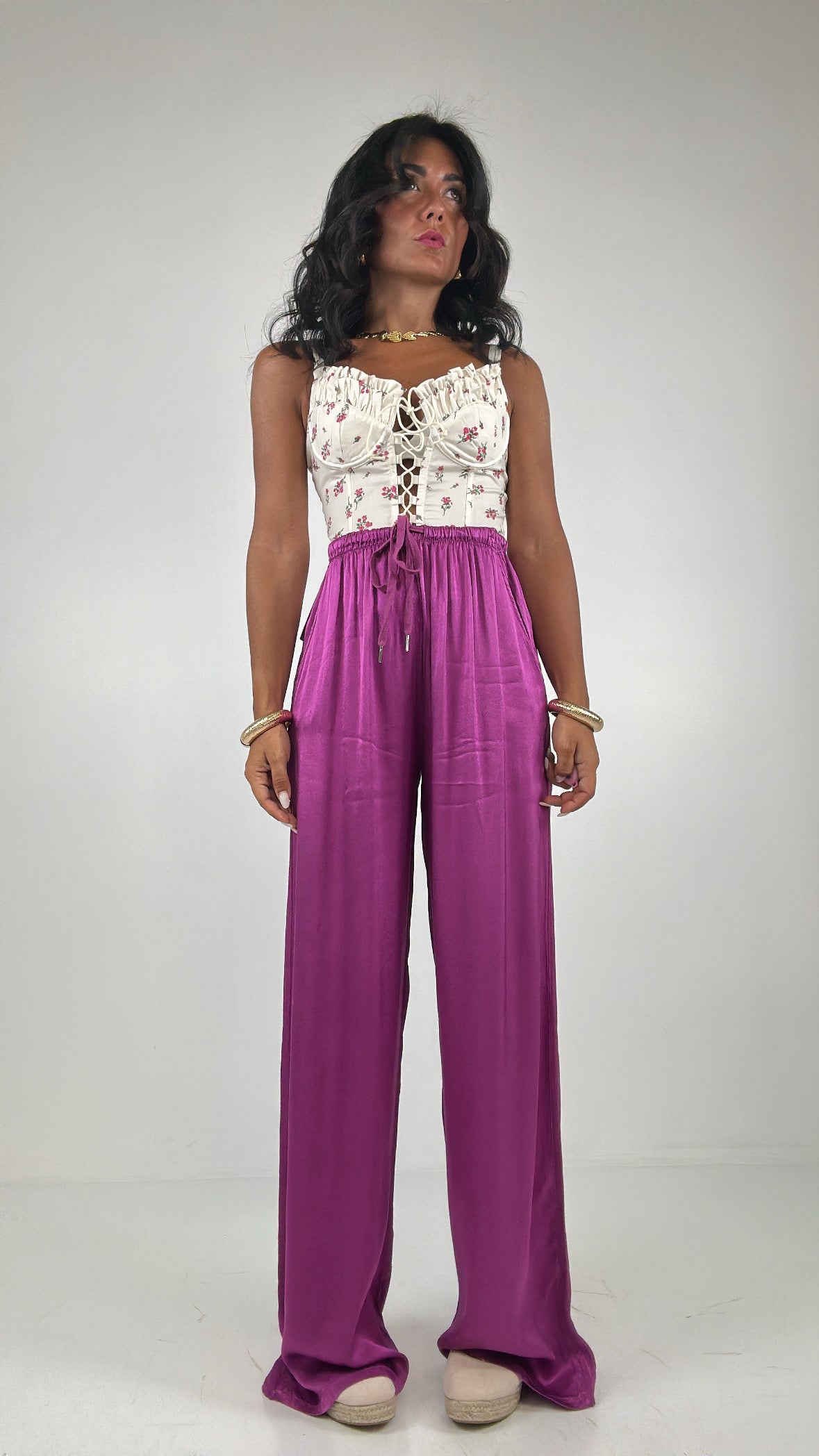 Pantalone SATIN - MAGENTA