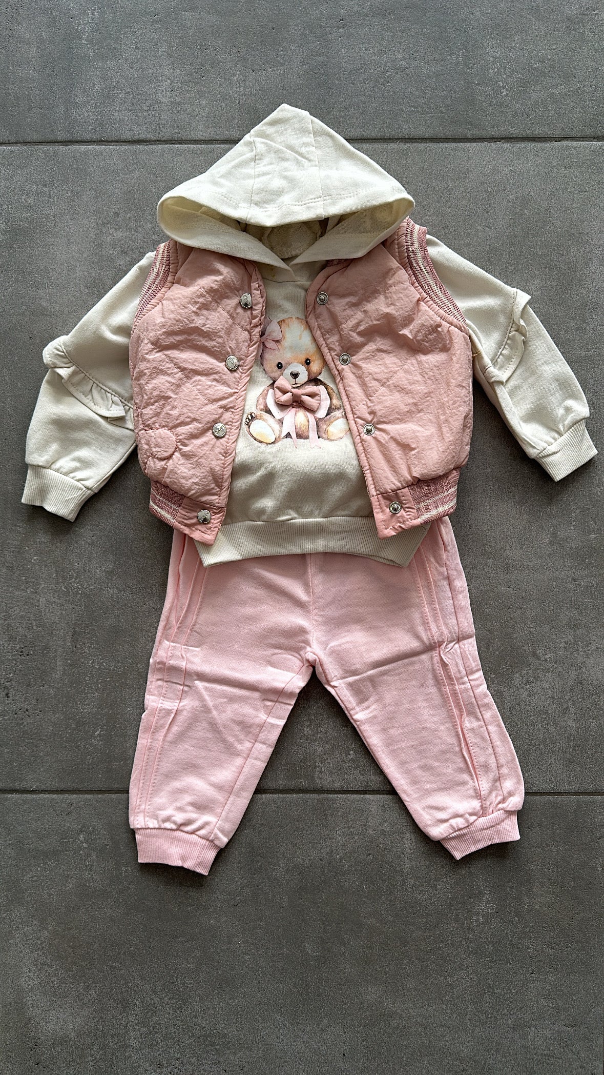 Completo TUTA CON SMANICATO 6-36M - ROSA