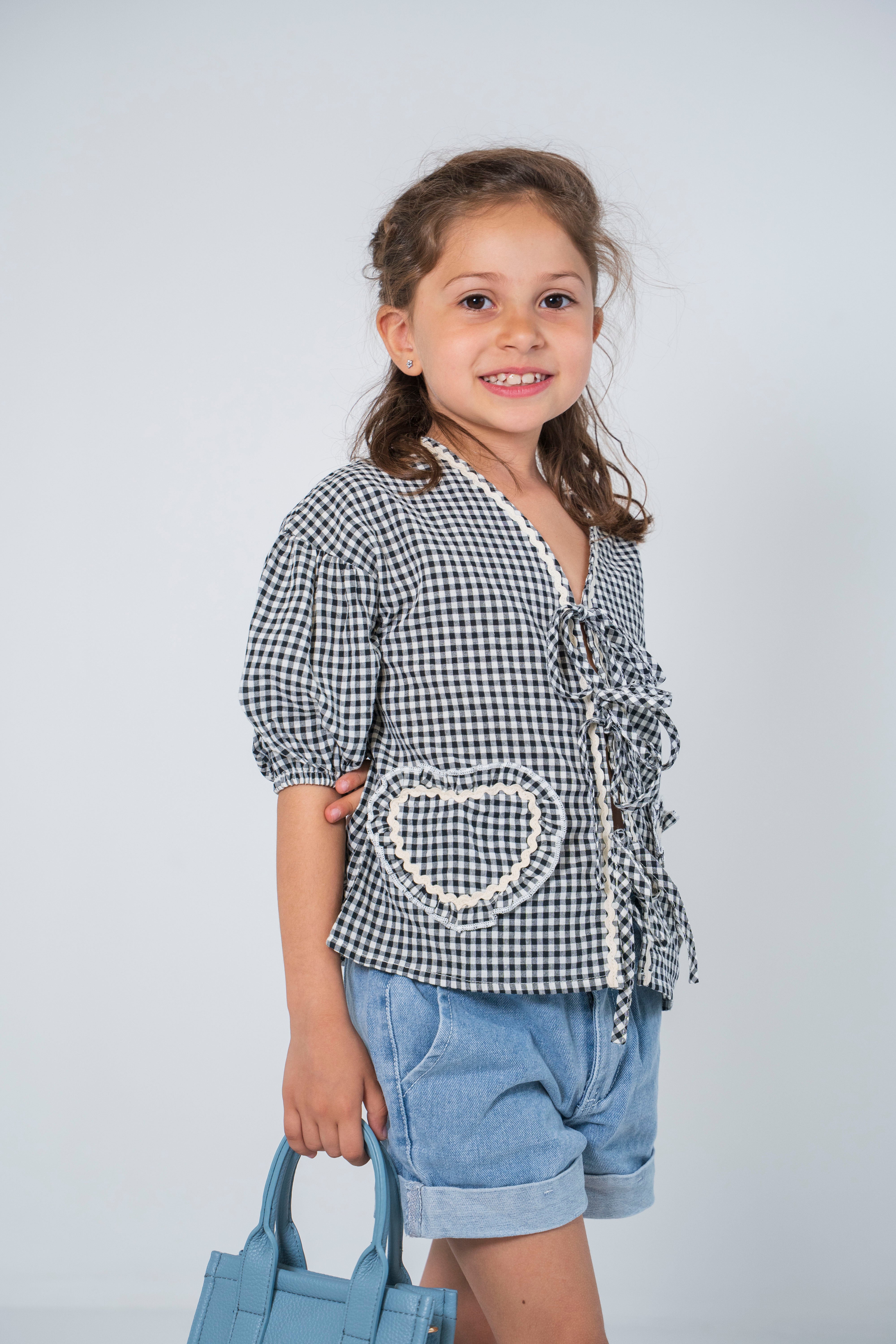 Camicia QUADRETINI 4-14 - NERO