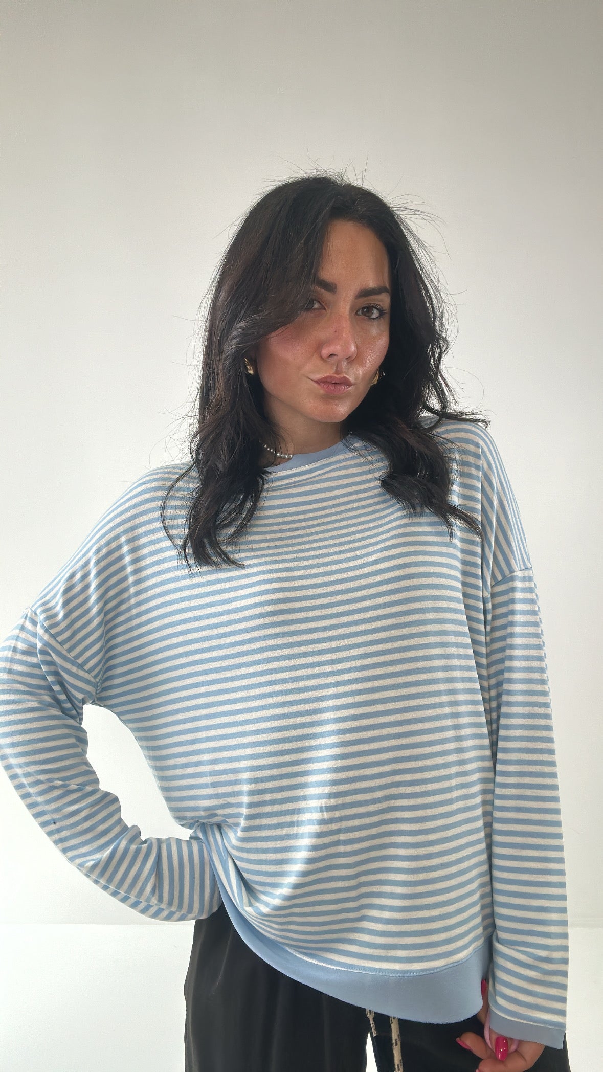 Maglia RIGHE VELO - CELESTE