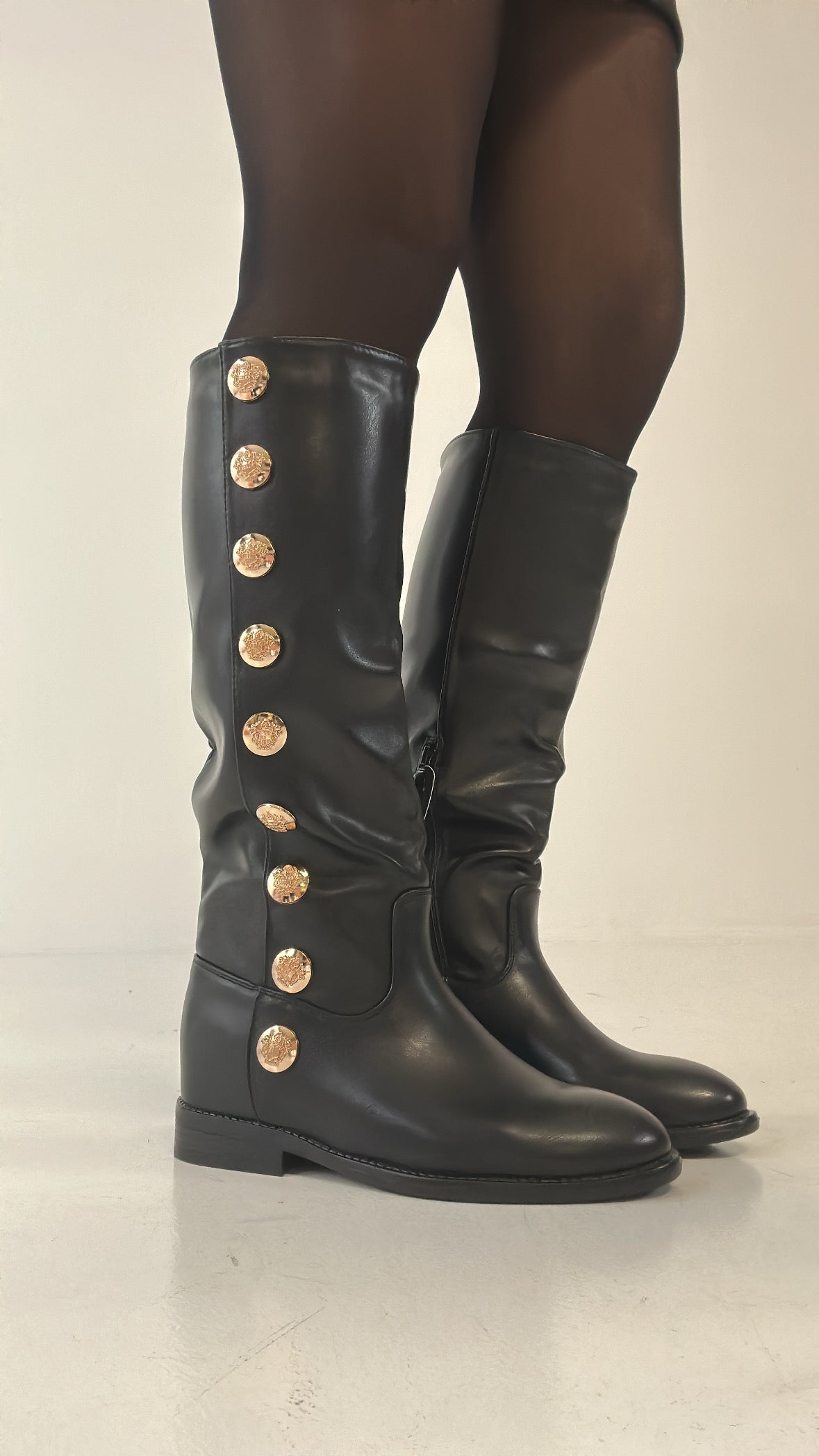 Stivale RIALZO BOTTONI ORO - NERO
