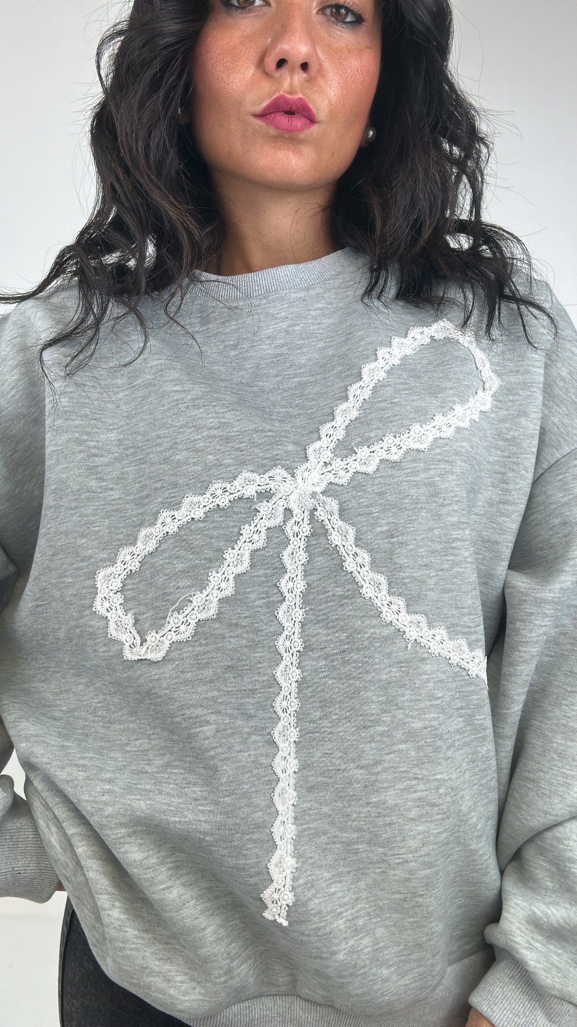 Felpa FIOCCO RICAMO - GRIGIO