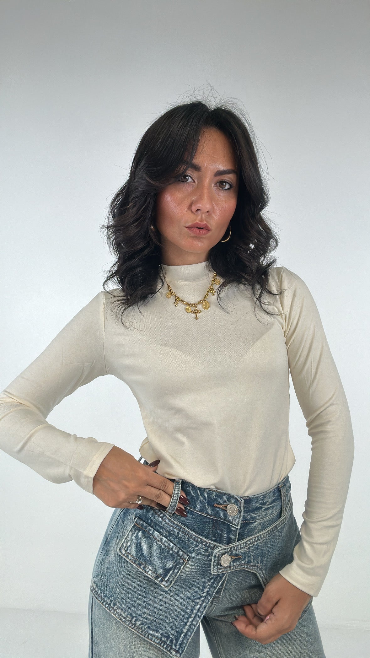Maglia BASIC MANICA LUNGA - PANNA