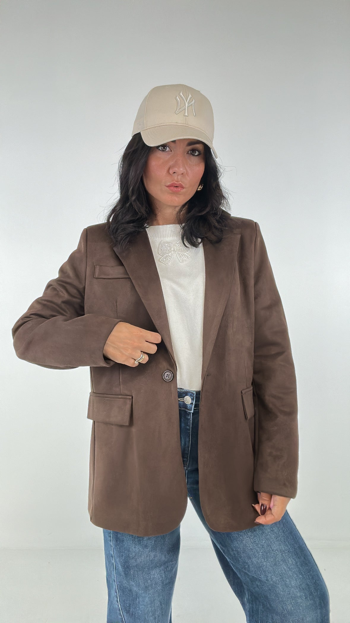 Giacca EFFETT CAMOSCIO - MARRONE
