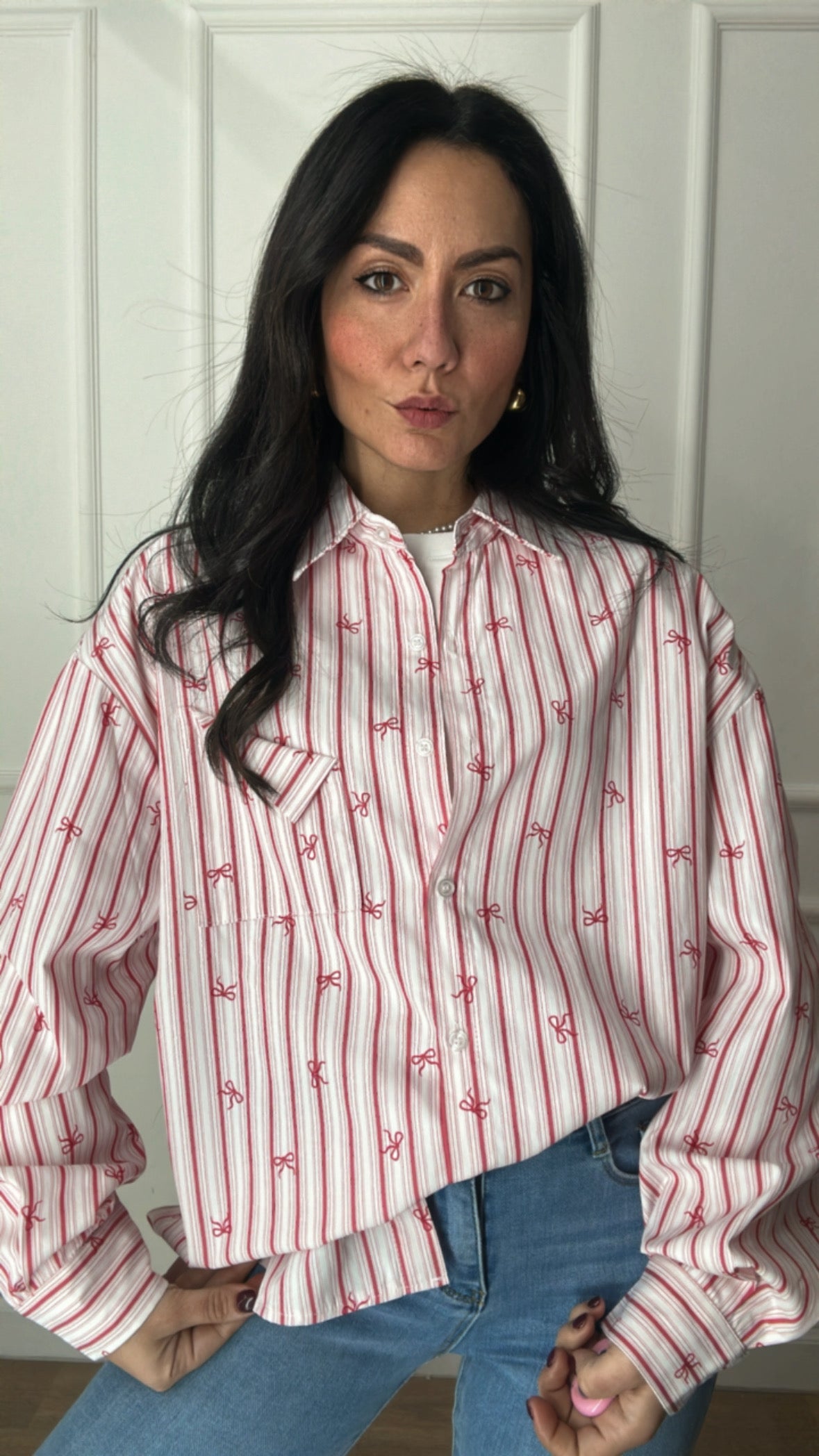 Camicia RIGHE E FIOCCHI - ROSSO