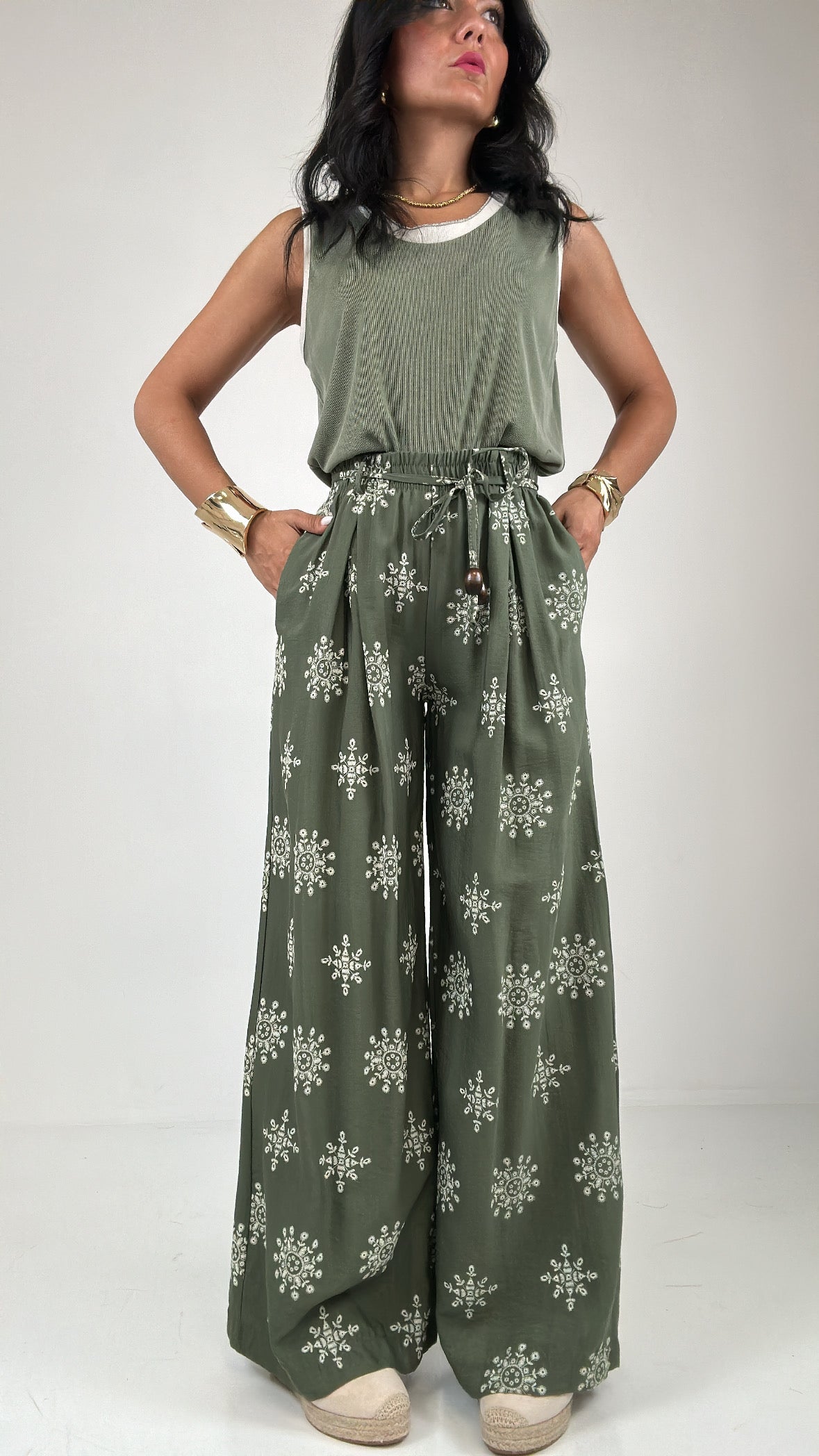 Pantalone LUMINA ROMBI - VERDE MILITARE