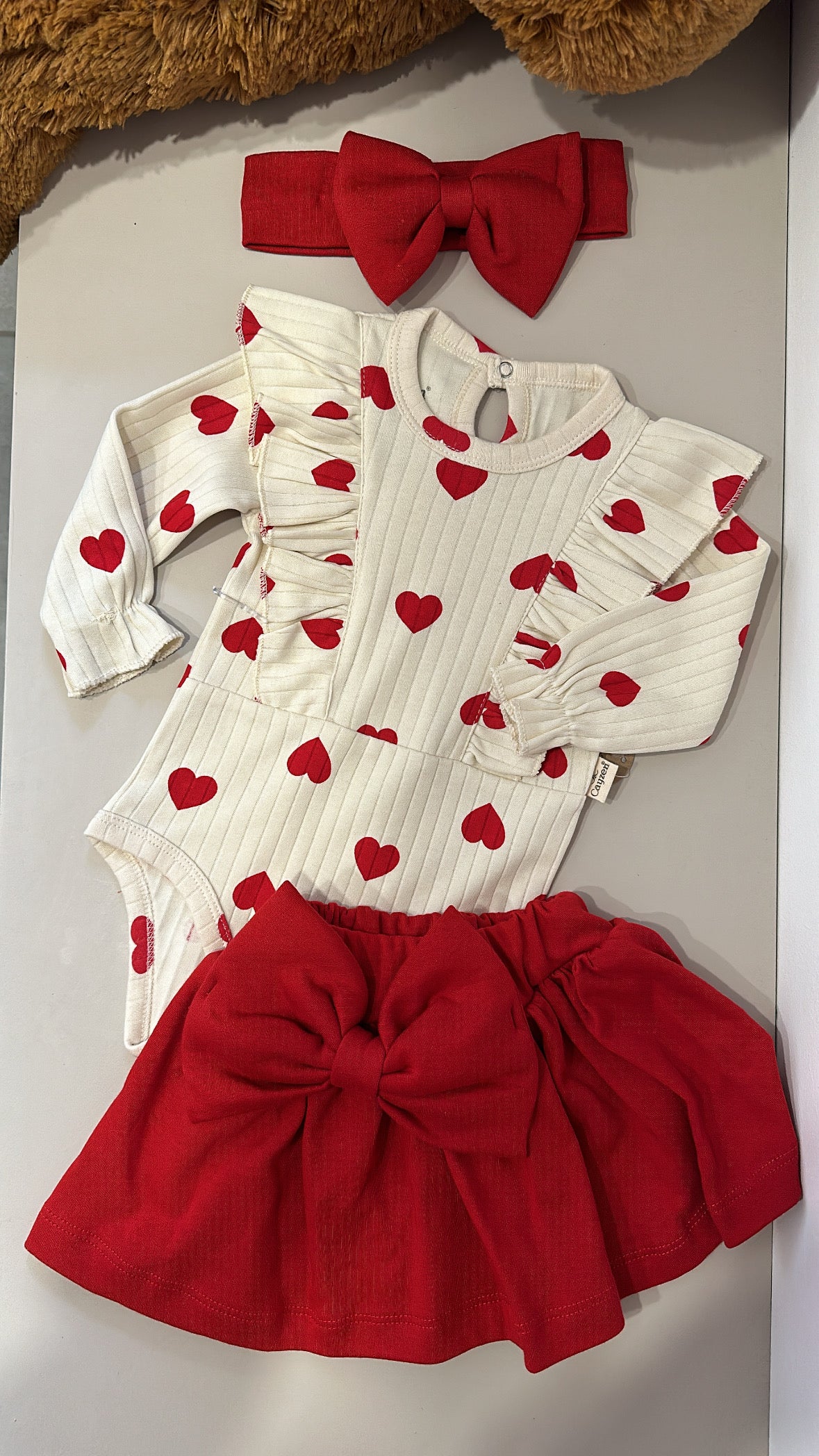 Completo CUORI 3-12M - ROSSO