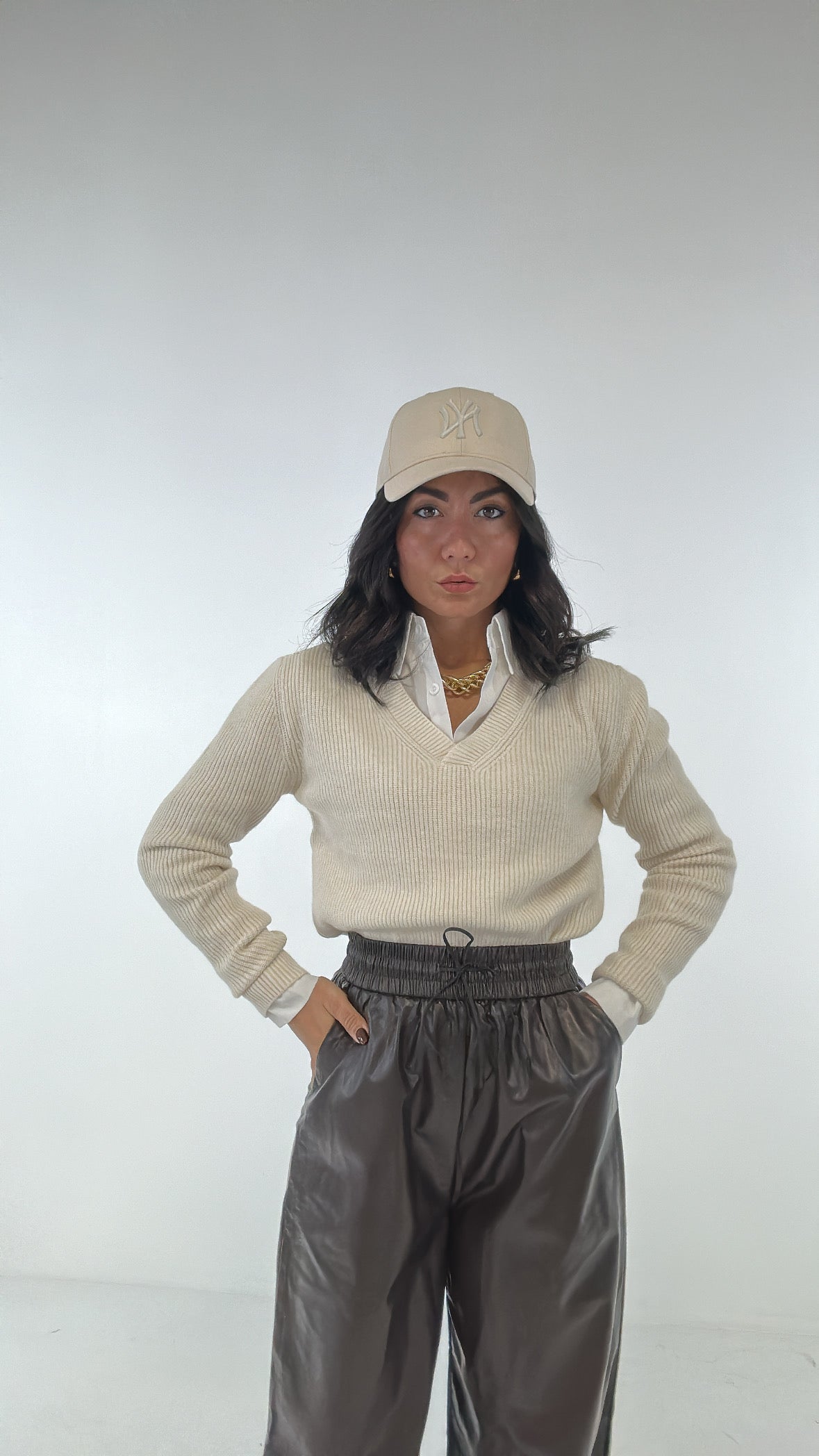 Pull vìV CON CAMICIA - PANNA