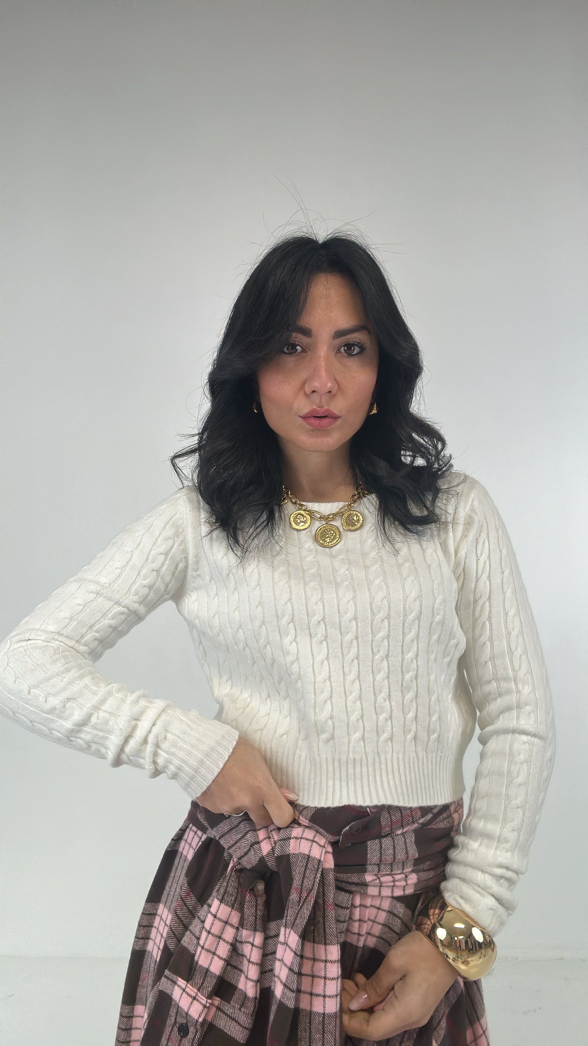 Pull CROPTRECCINA - BIANCO