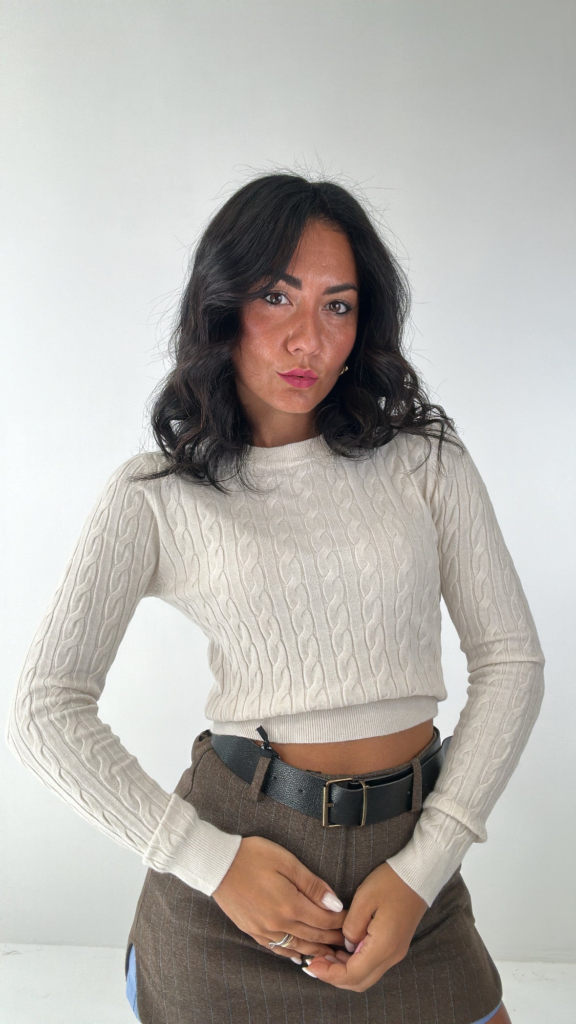 Pull CROP TRECCE - PANNA