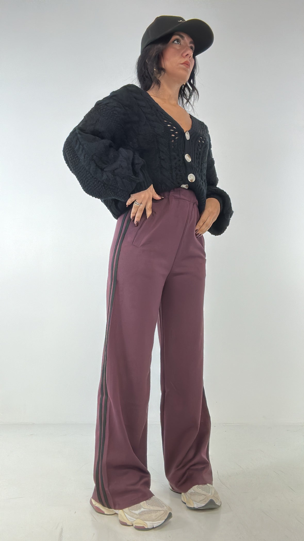 Pantalone TUTA CON RIGA VELLUTO - BORDEAUX