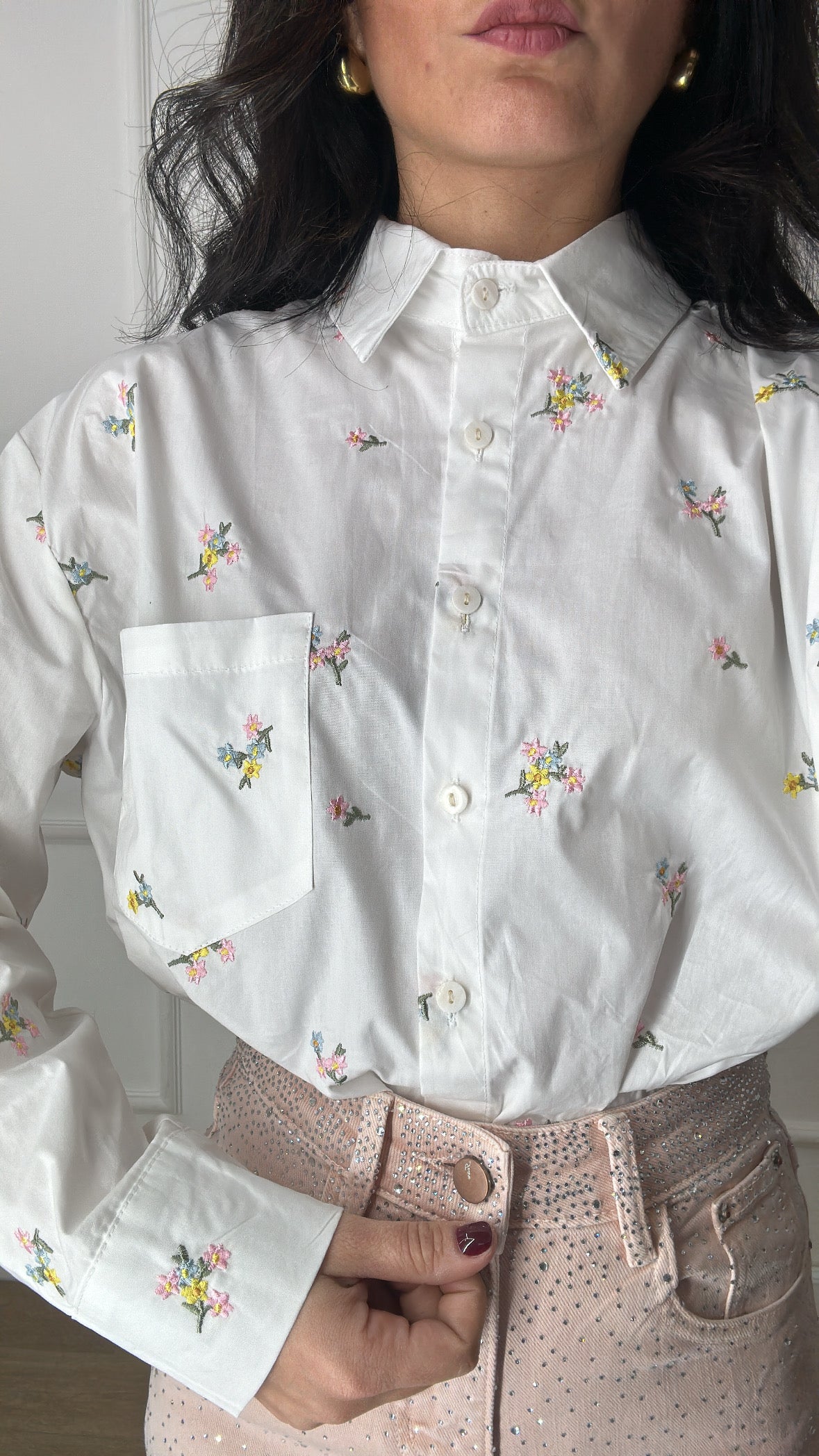 Camicia COTONE FIORELLINI - BIANCO