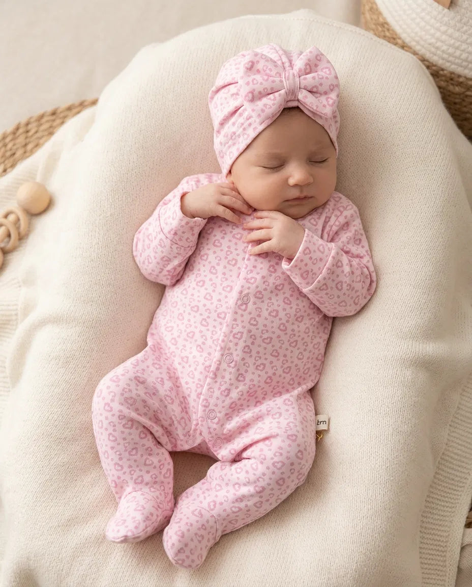 Tutina IN COTONE CON TURBANTE 0-3 - ROSA CIPRIA