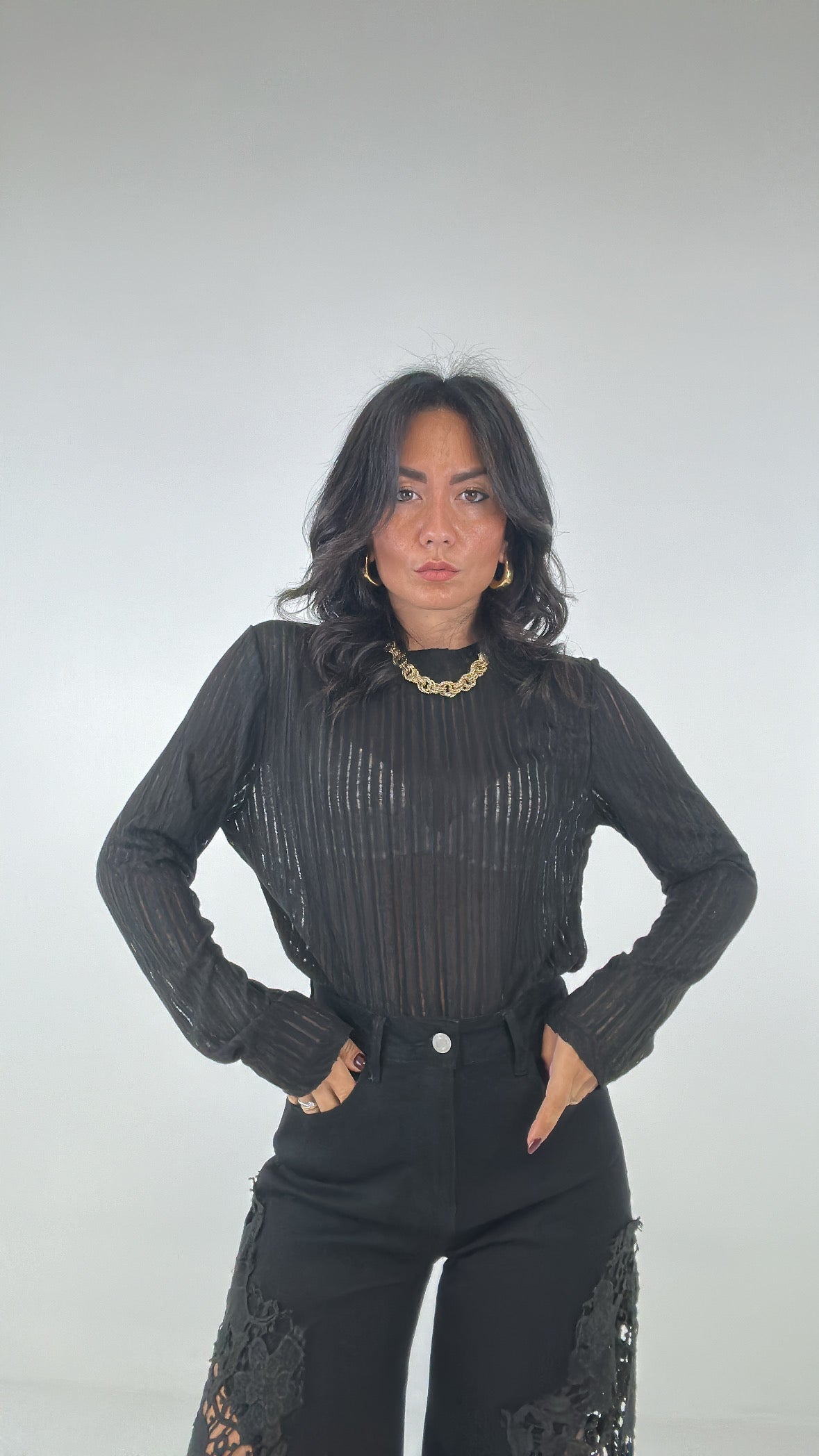 Maglia SOTTILE TRAMA - NERO