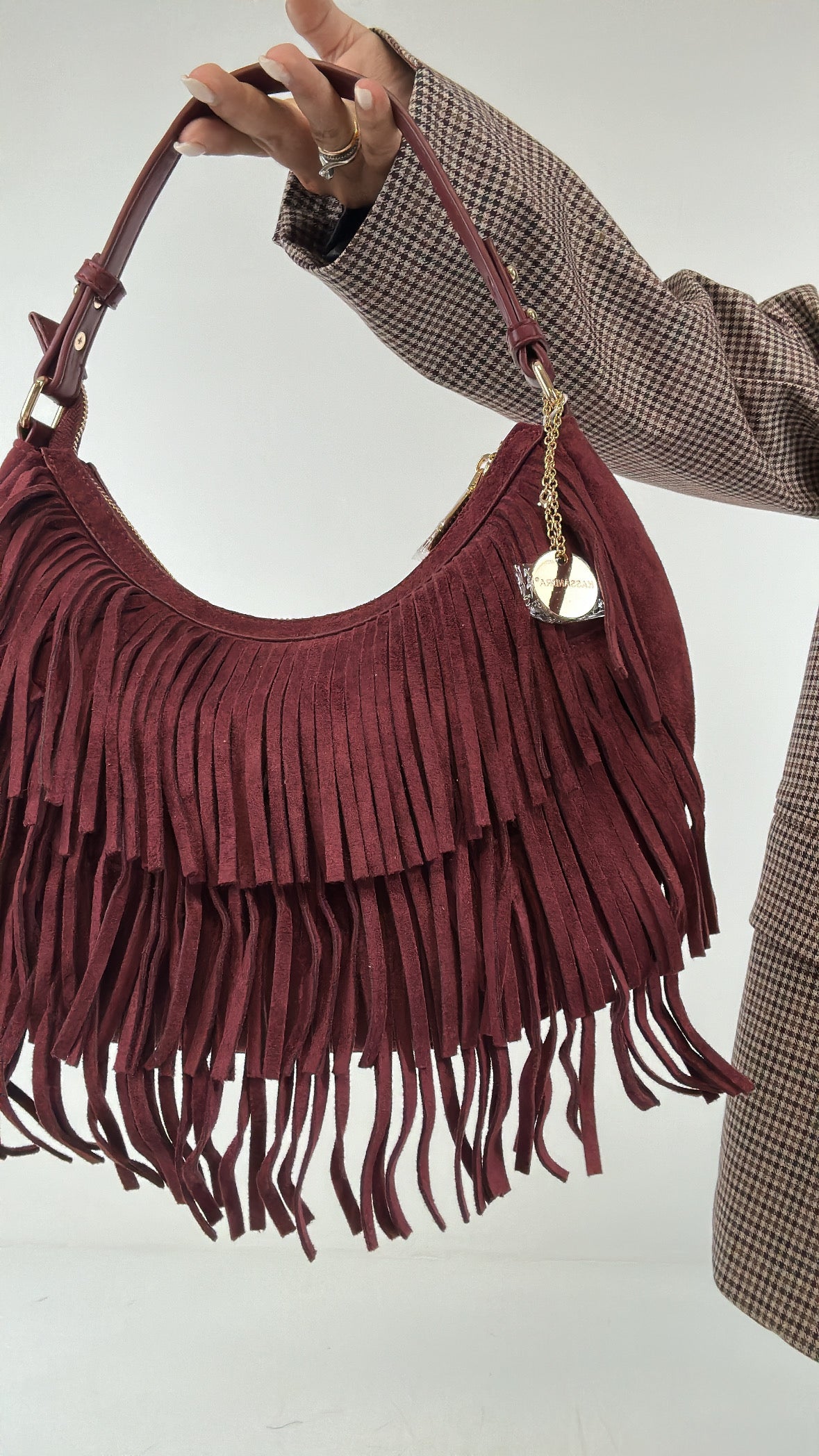 Borsa DOUBLE FRANGE - BORDEAUX