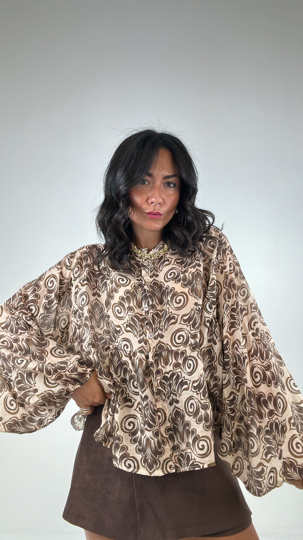 Camicia FANTASY VOLANT - MARRONE