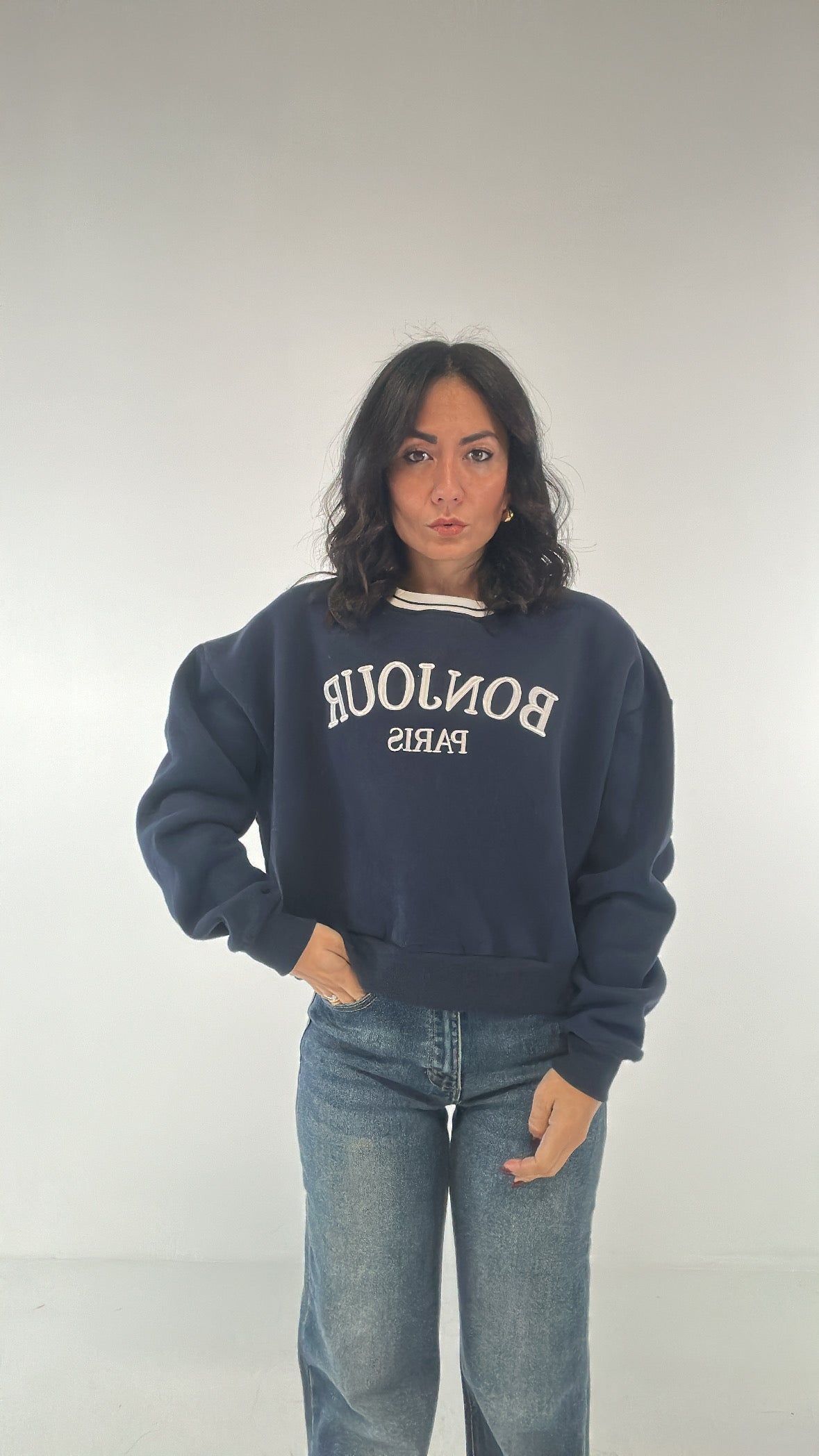 Felpa BONJOUR PARIS - BLU
