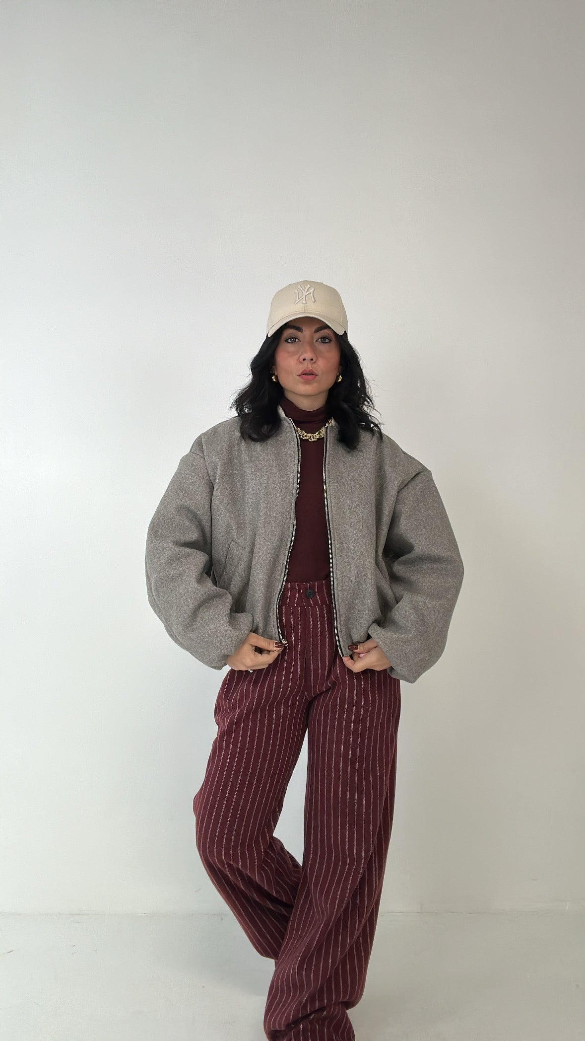 Bomber IN PANNO TRAPUNTATO - KHAKI