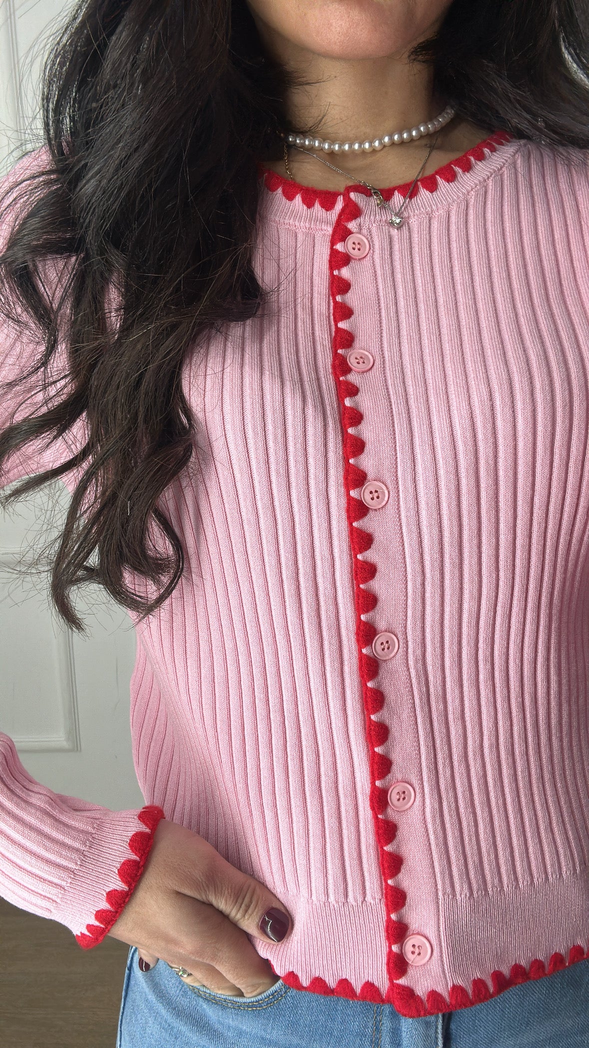 Cardigan BORDINO ROSSO - ROSA