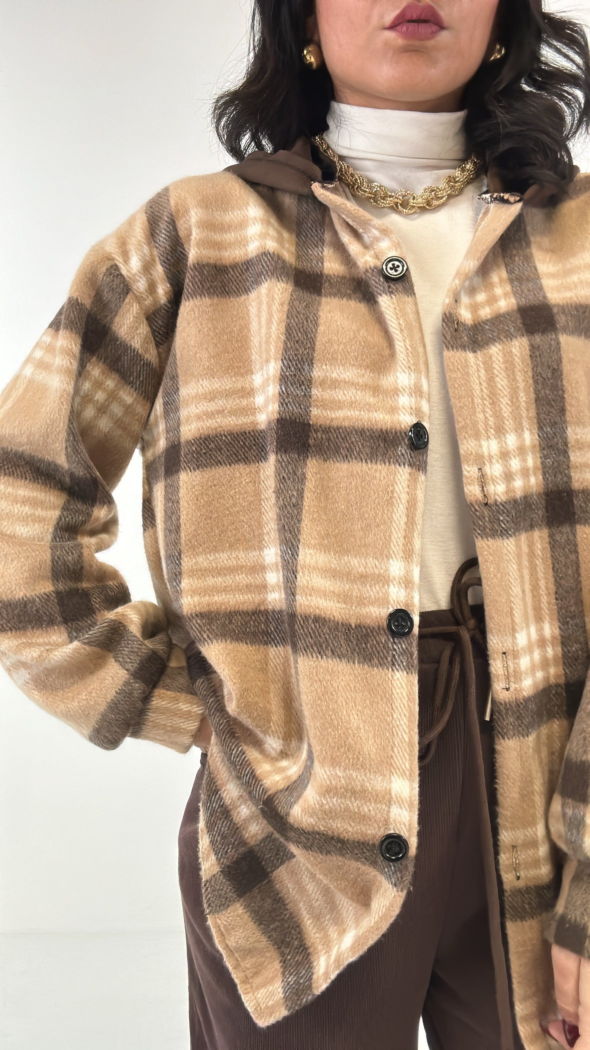 Camicia CAPPUCCIO E QUADRI - MARRONE