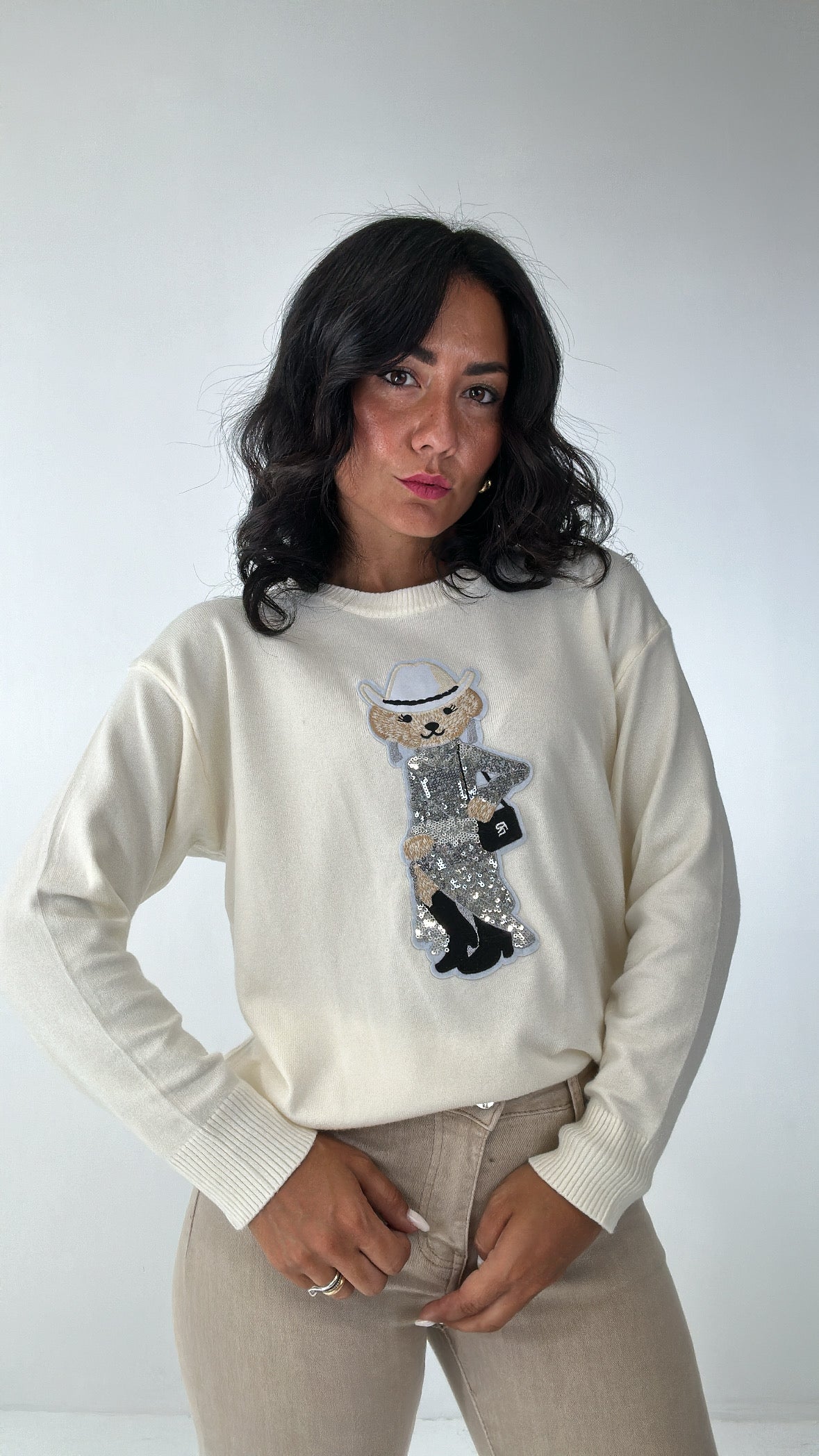 Pull ORSO PAILLETTES - PANNA