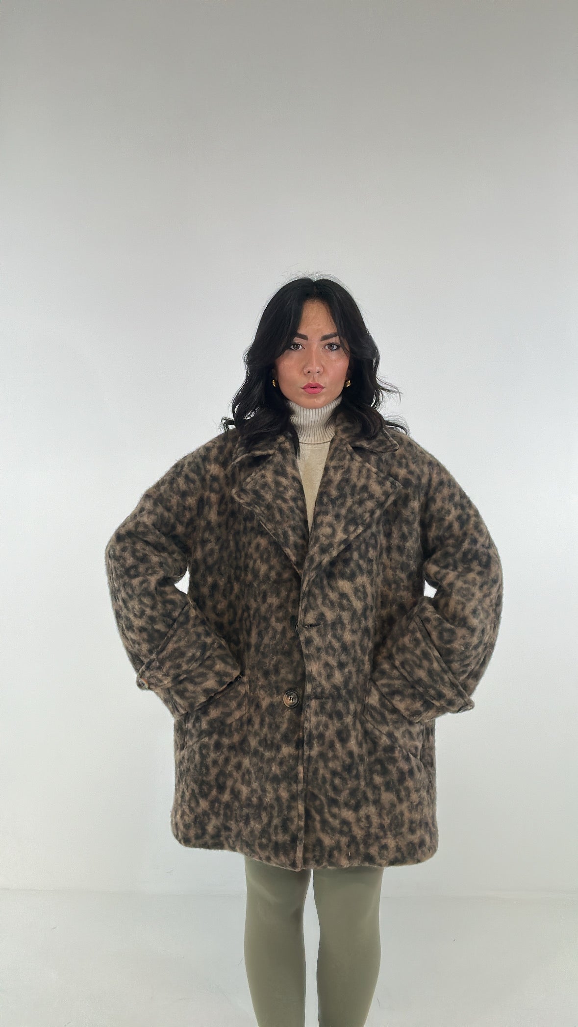 Cappotto OVER LEOPARD - NERO