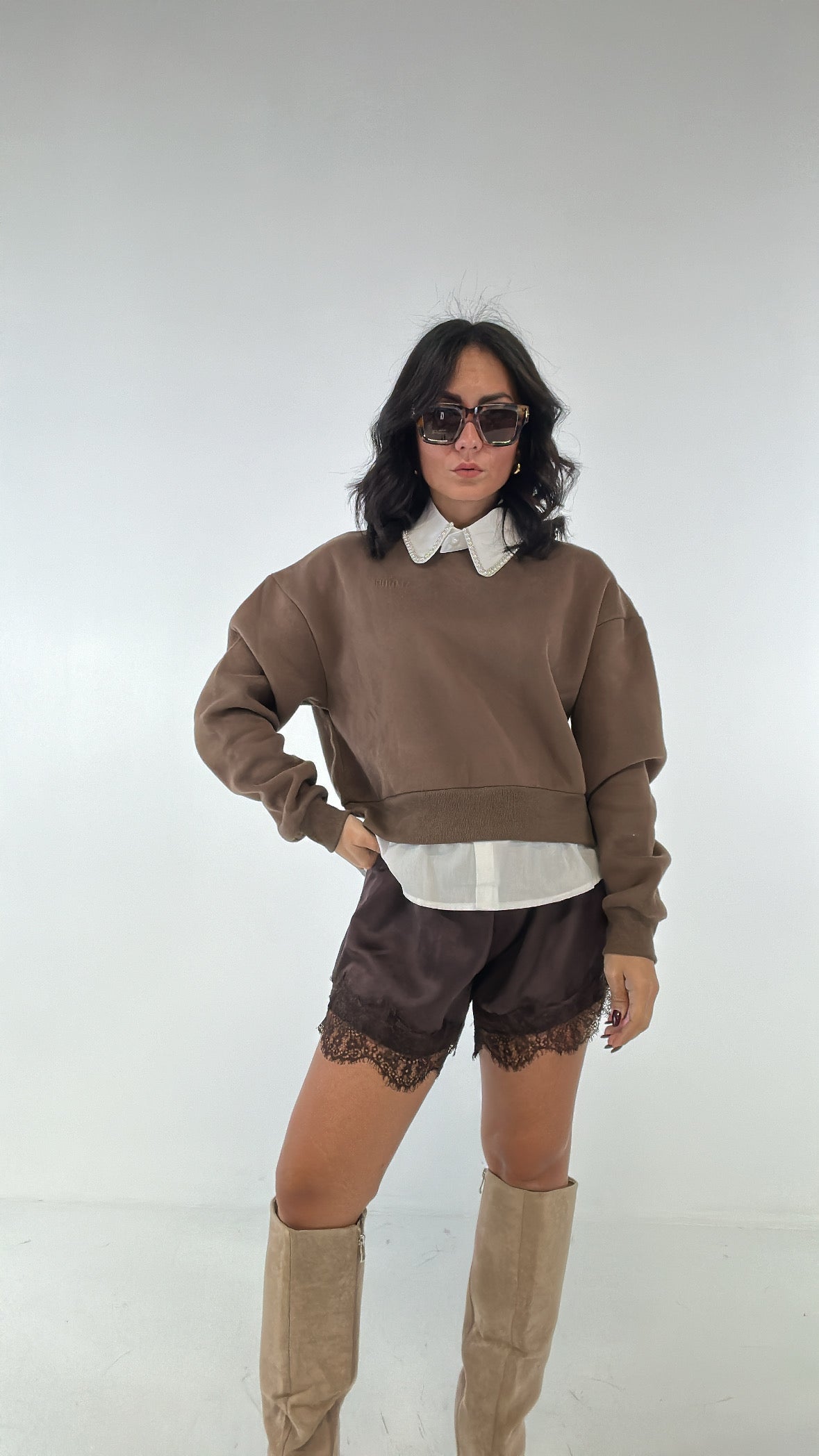 Shorts SATIN - MARRONE