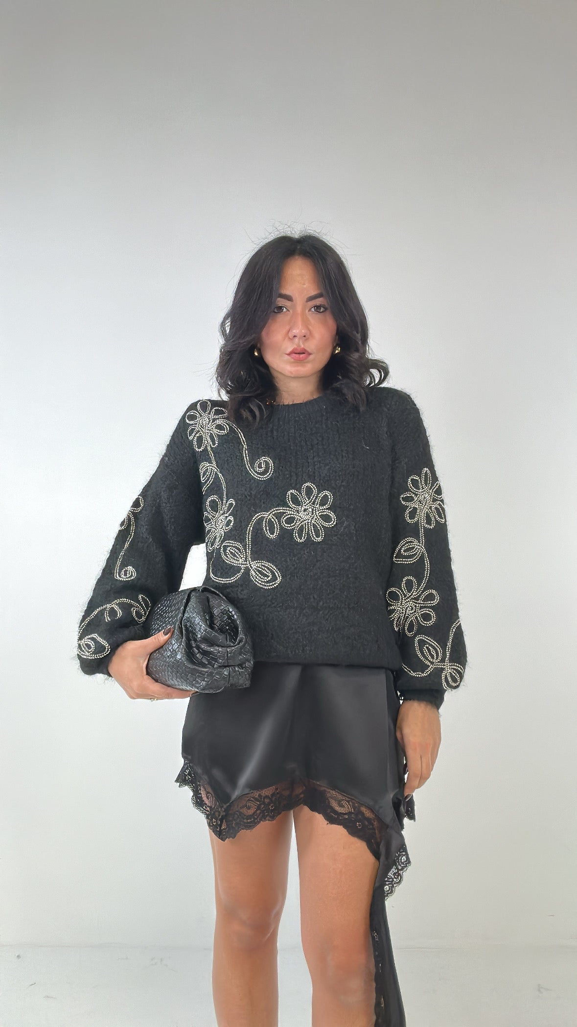 Clutch ECOPELLE INTRECCIATA - NERO